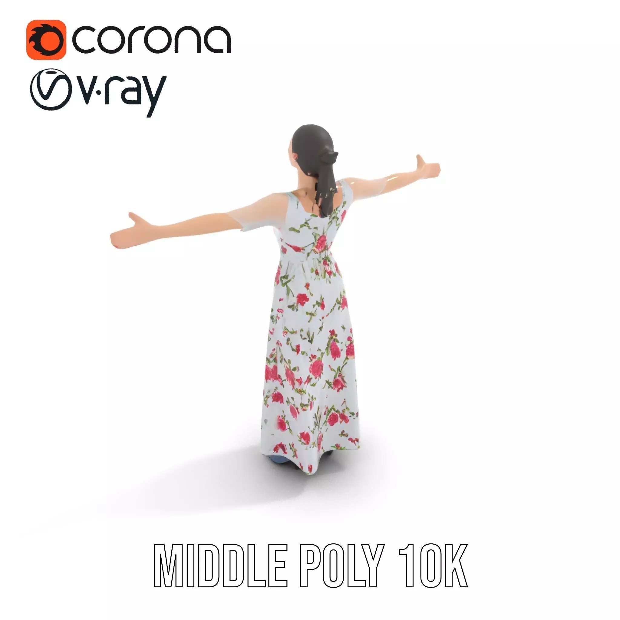 Elegant Floral Dress model pack Low-poly 3D model_6