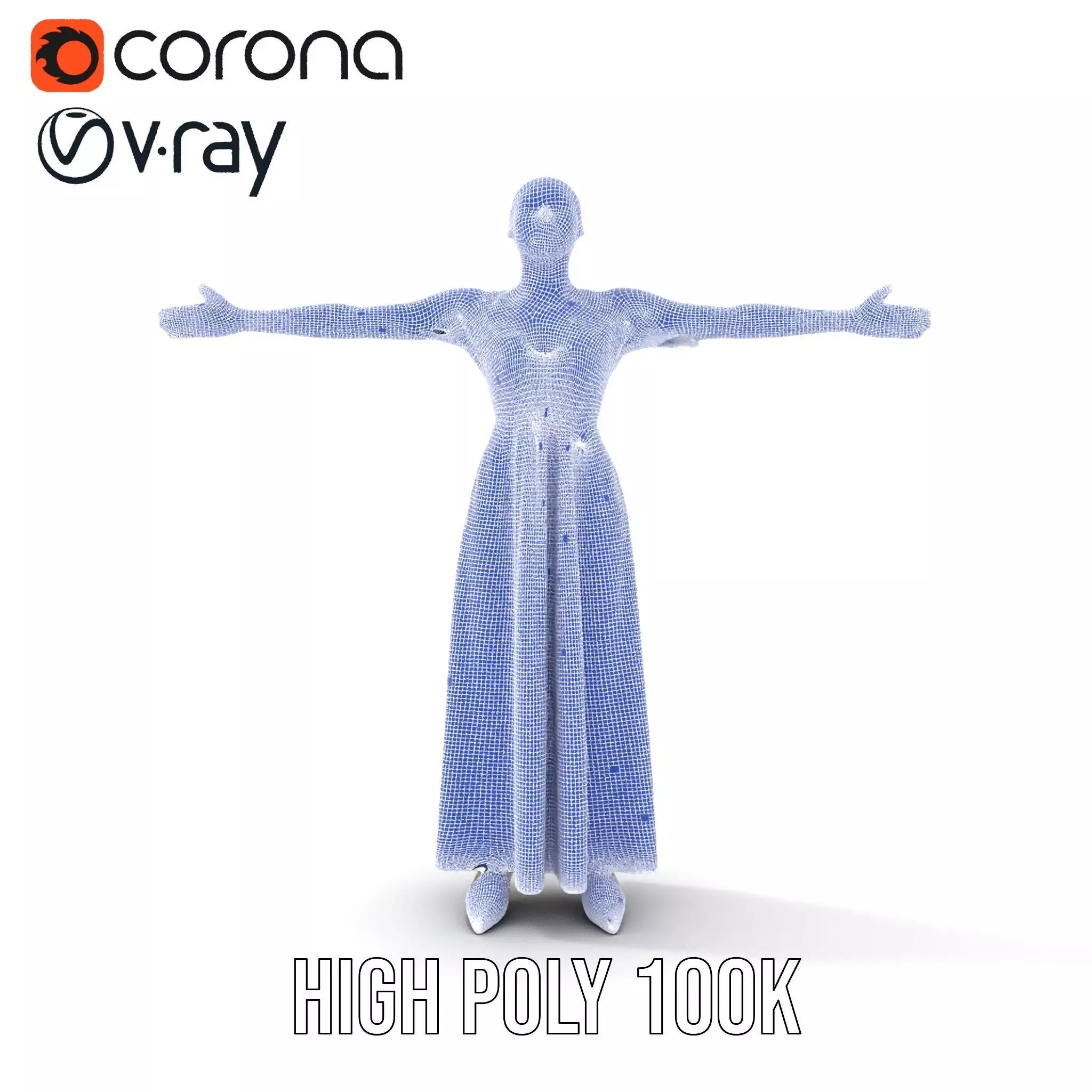 Elegant Floral Dress model pack Low-poly 3D model_20