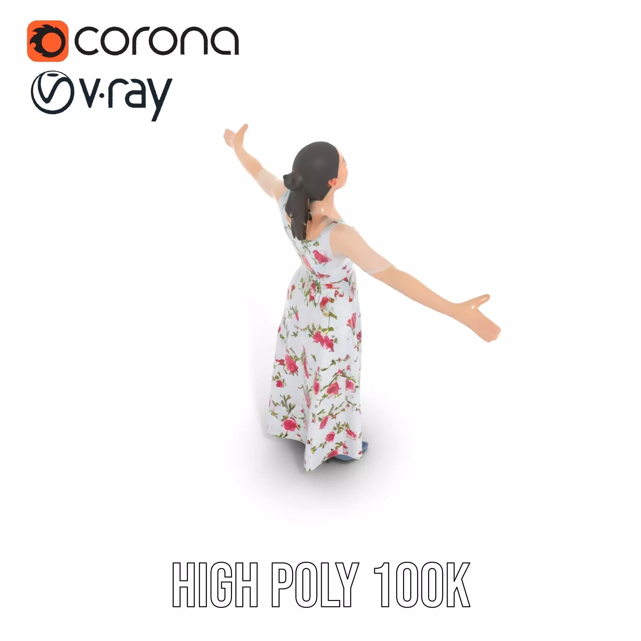 Elegant Floral Dress model pack Low-poly 3D model_34