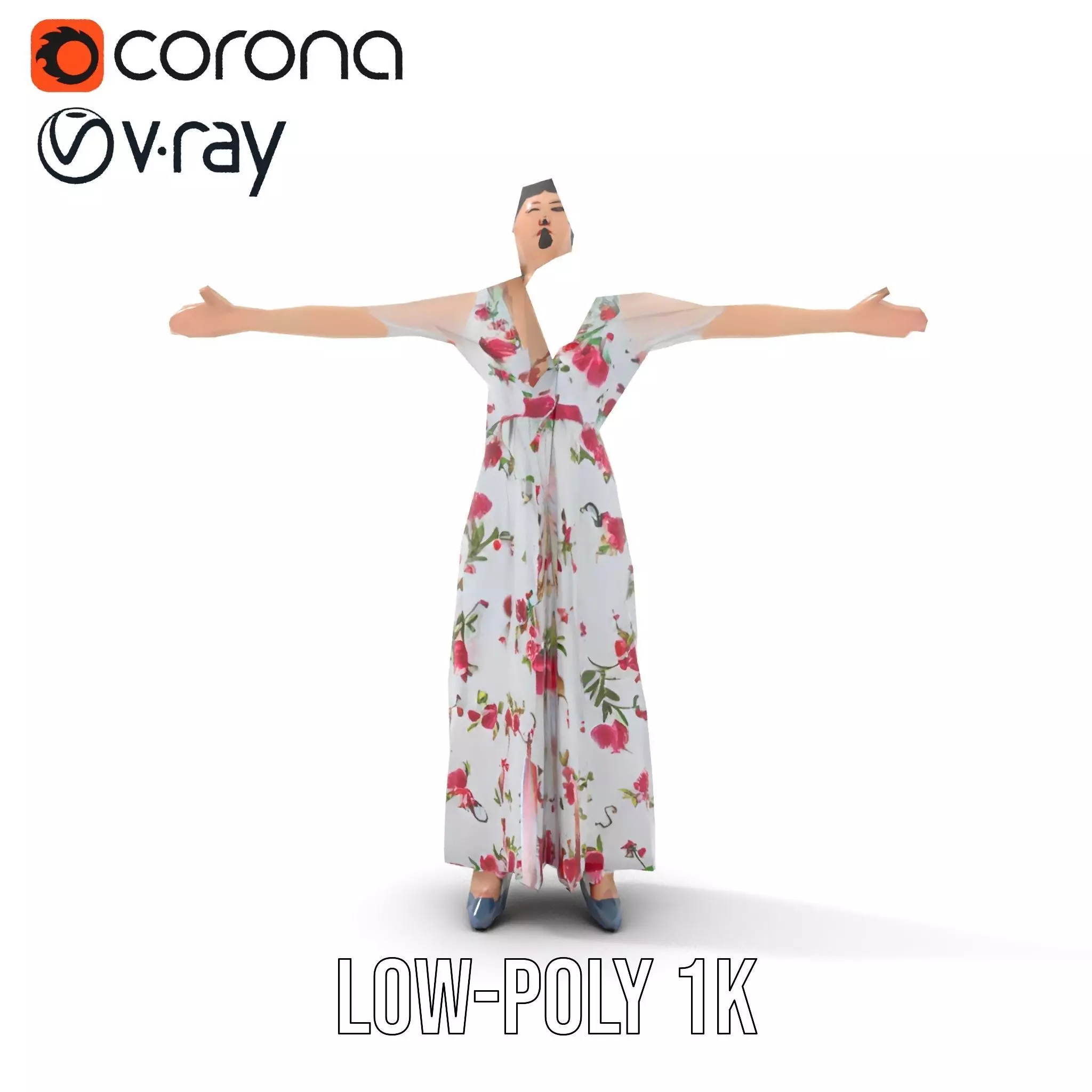 Elegant Floral Dress model pack Low-poly 3D model_30