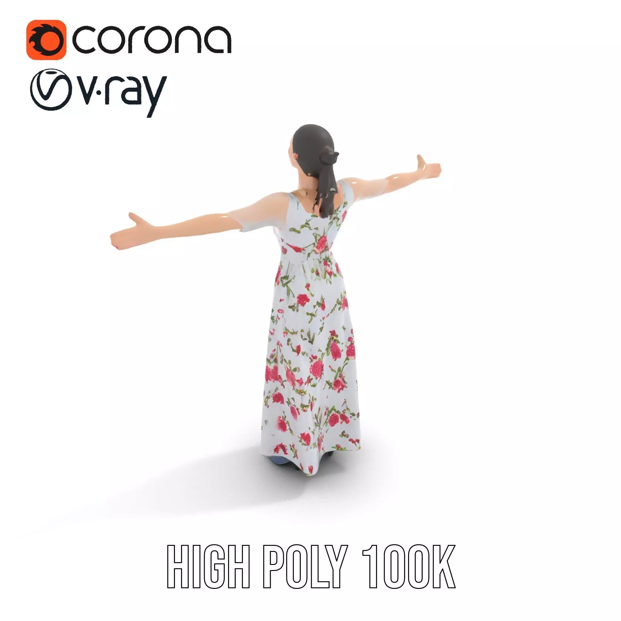 Elegant Floral Dress model pack Low-poly 3D model_28