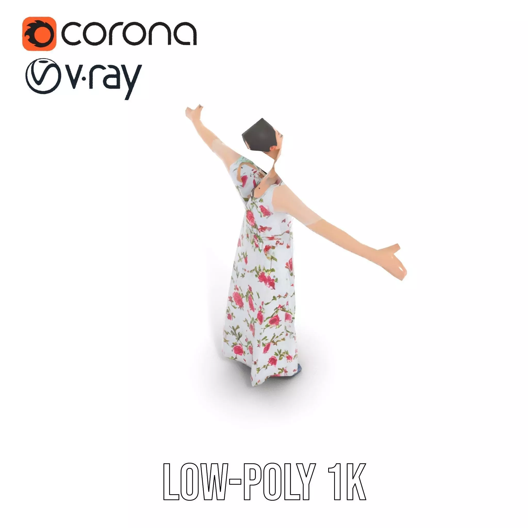 Elegant Floral Dress model pack Low-poly 3D model_7