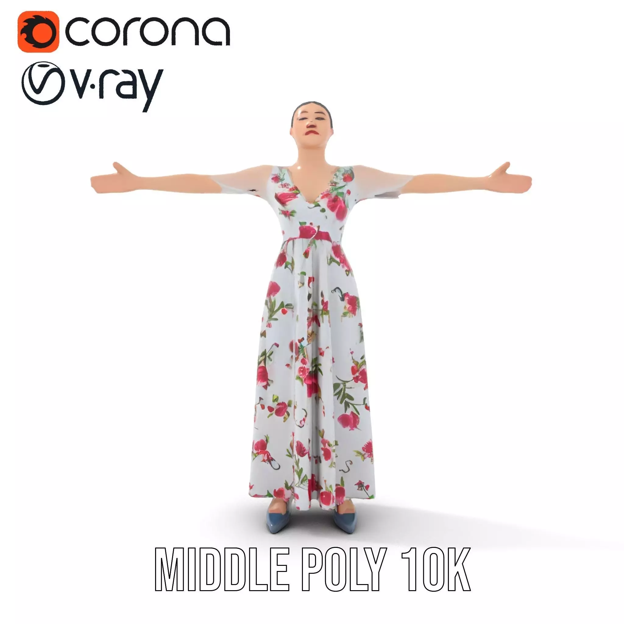 Elegant Floral Dress model pack Low-poly 3D model_26