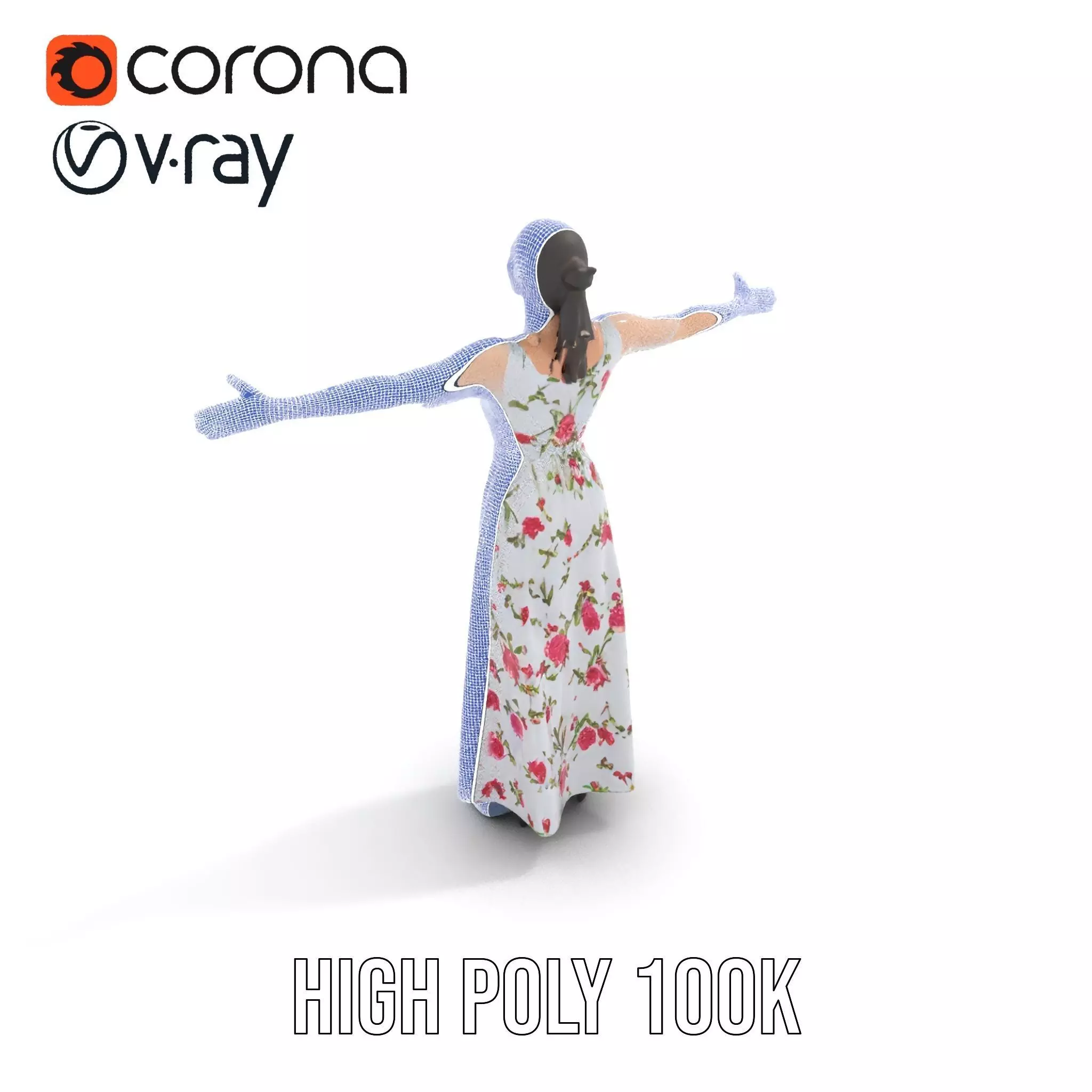 Elegant Floral Dress model pack Low-poly 3D model_33