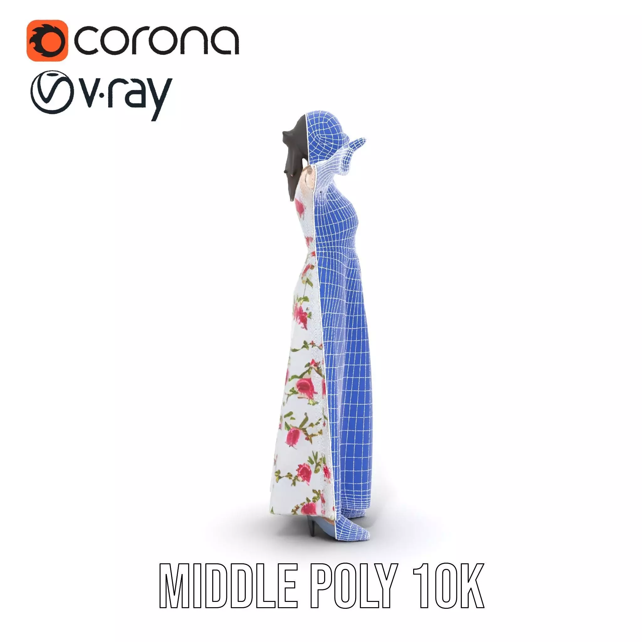 Elegant Floral Dress model pack Low-poly 3D model_11