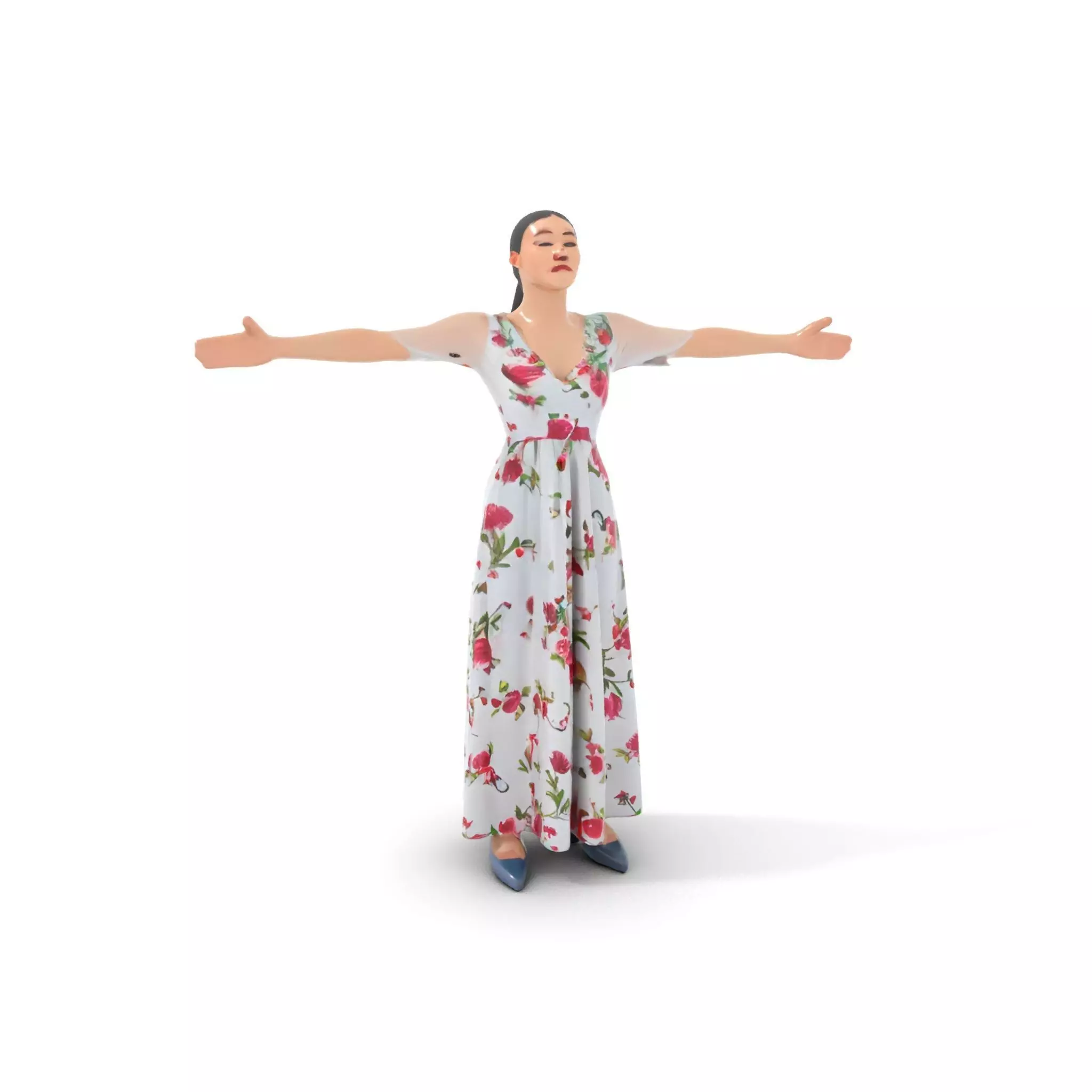 Elegant Floral Dress model pack Low-poly 3D model_0