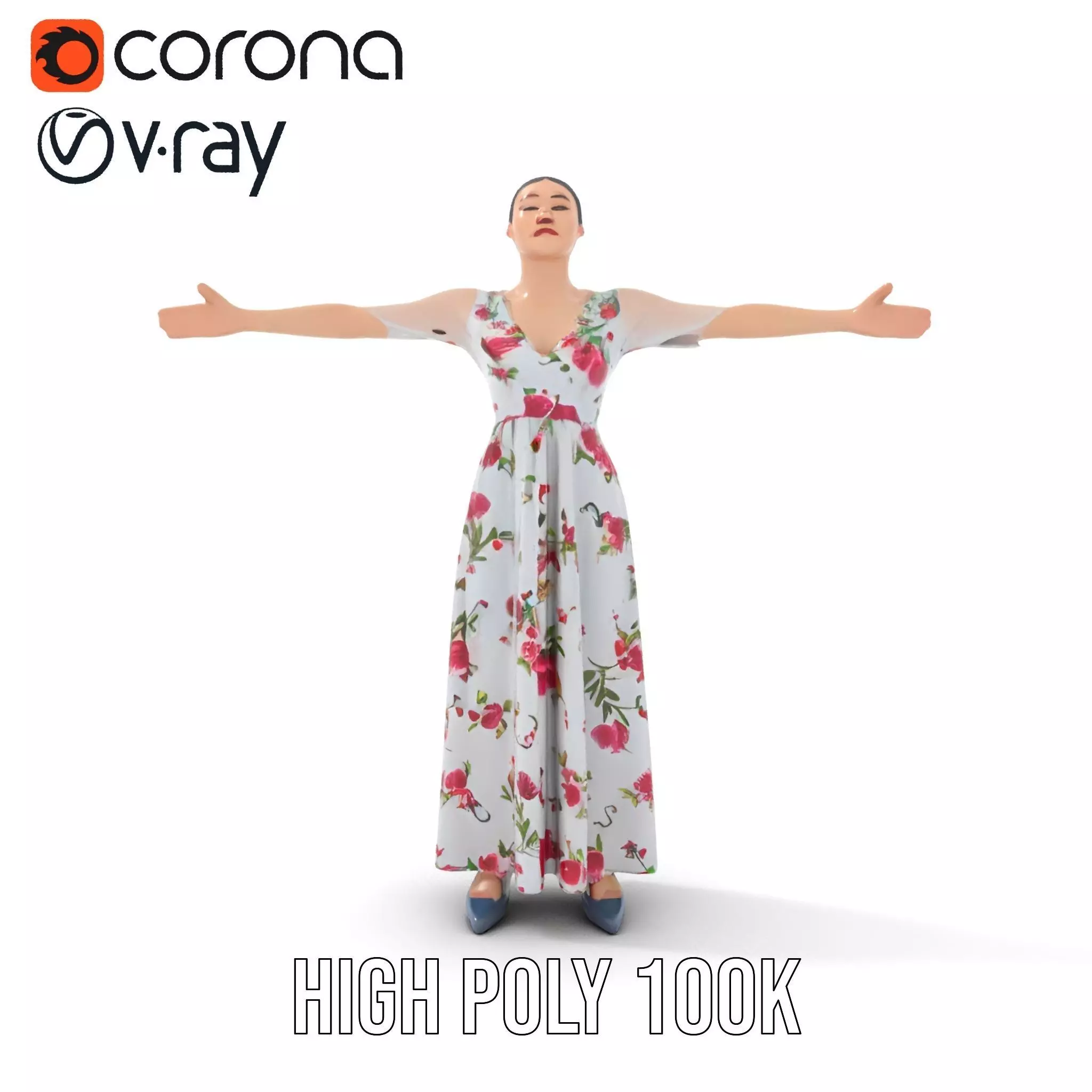 Elegant Floral Dress model pack Low-poly 3D model_31