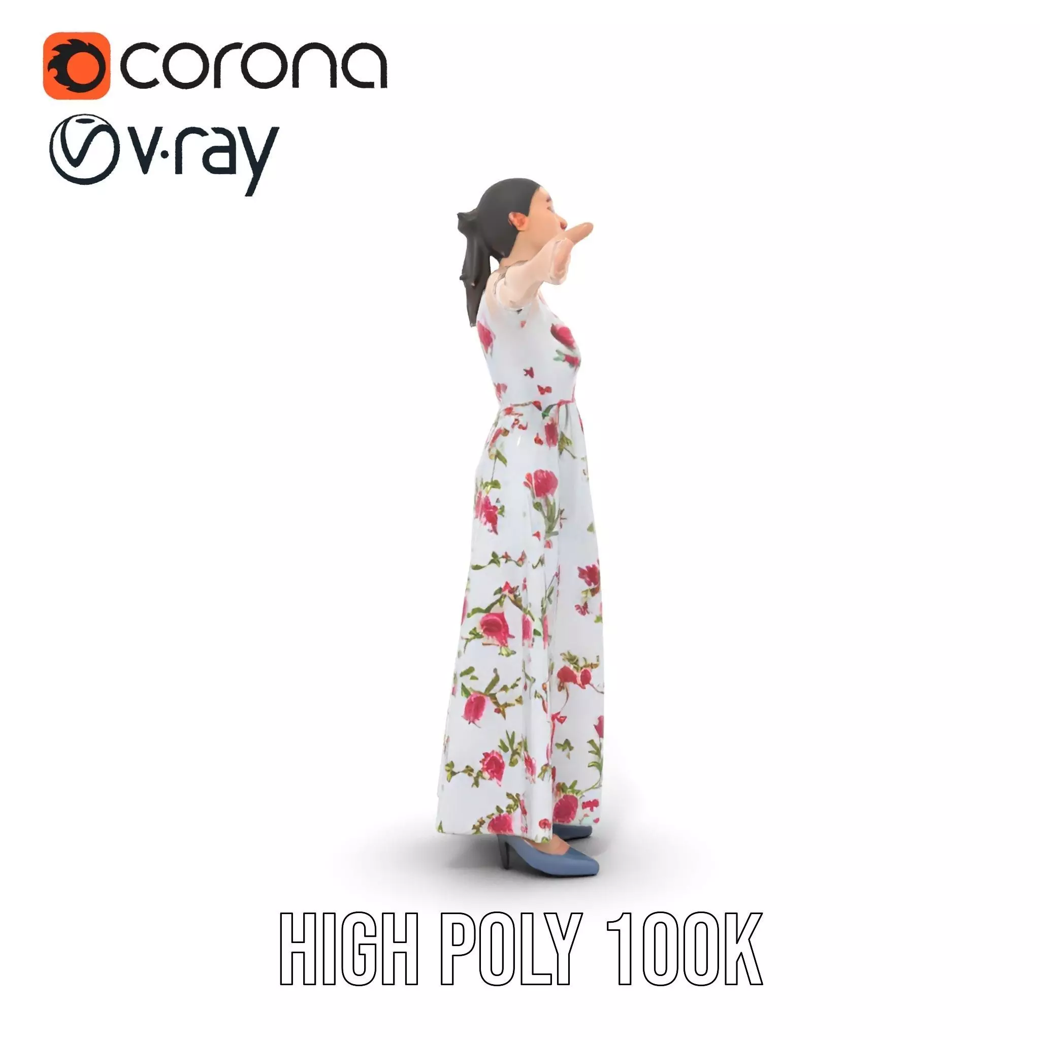 Elegant Floral Dress model pack Low-poly 3D model_32