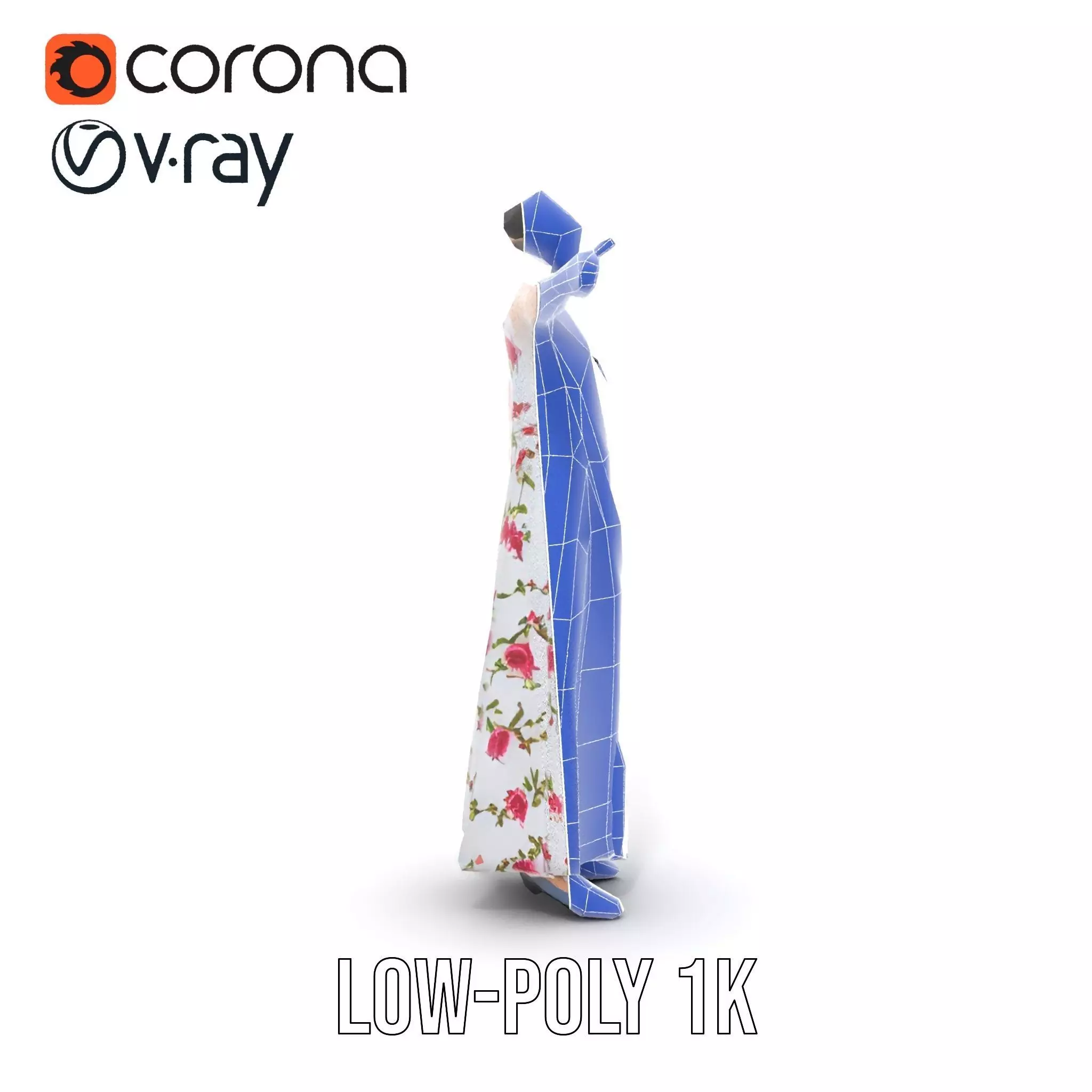 Elegant Floral Dress model pack Low-poly 3D model_19