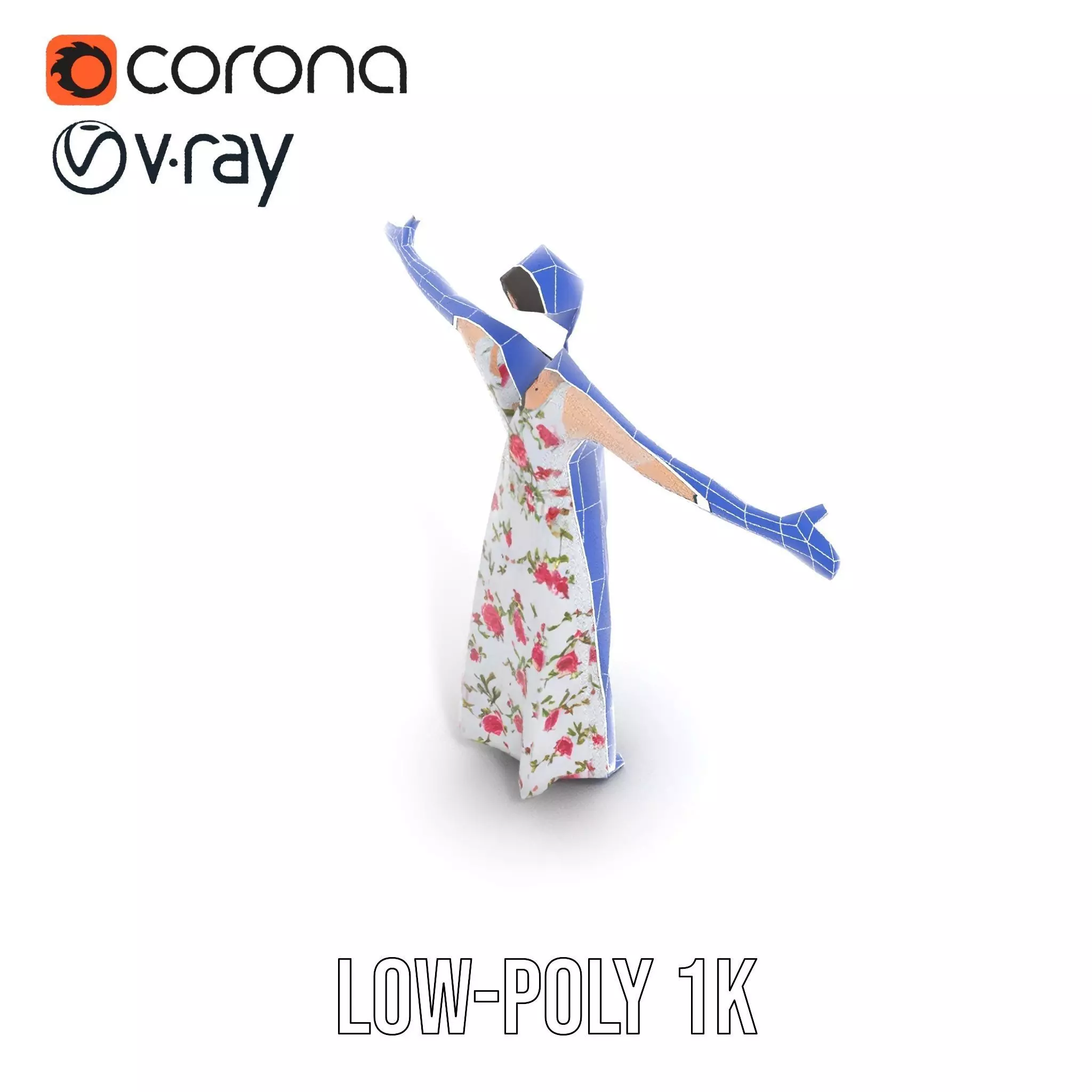 Elegant Floral Dress model pack Low-poly 3D model_12