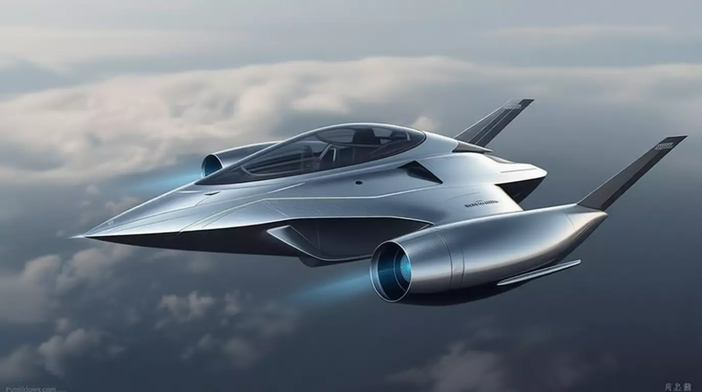 Futuristic Jet Supersonic Aircraft Glowing Engines Lowpoly Low-poly 3D model_2