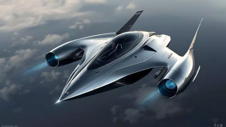 Futuristic Jet Supersonic Aircraft Glowing Engines Lowpoly Low-poly 3D model_0