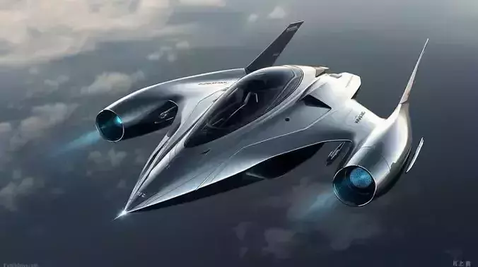 Futuristic Jet Supersonic Aircraft Glowing Engines Lowpoly Low-poly 3D model Futuristic Jet Supersonic Aircraft Glowing Engines Lowpoly Low-poly 3D model