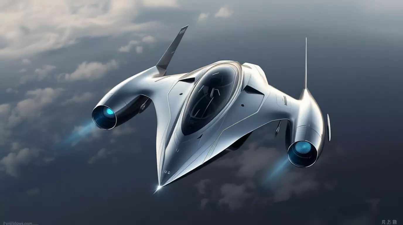Futuristic Jet Supersonic Aircraft Glowing Engines Lowpoly Low-poly 3D model_1