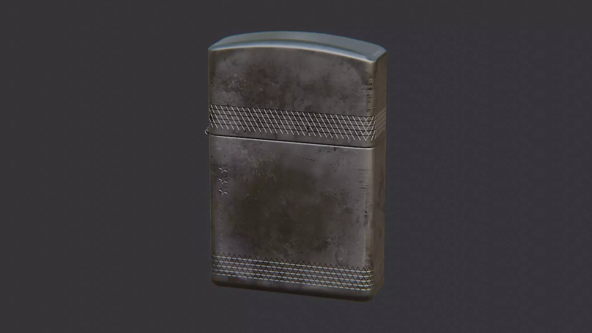 Weathered compact lighter with curved top Low-poly 3D model_2