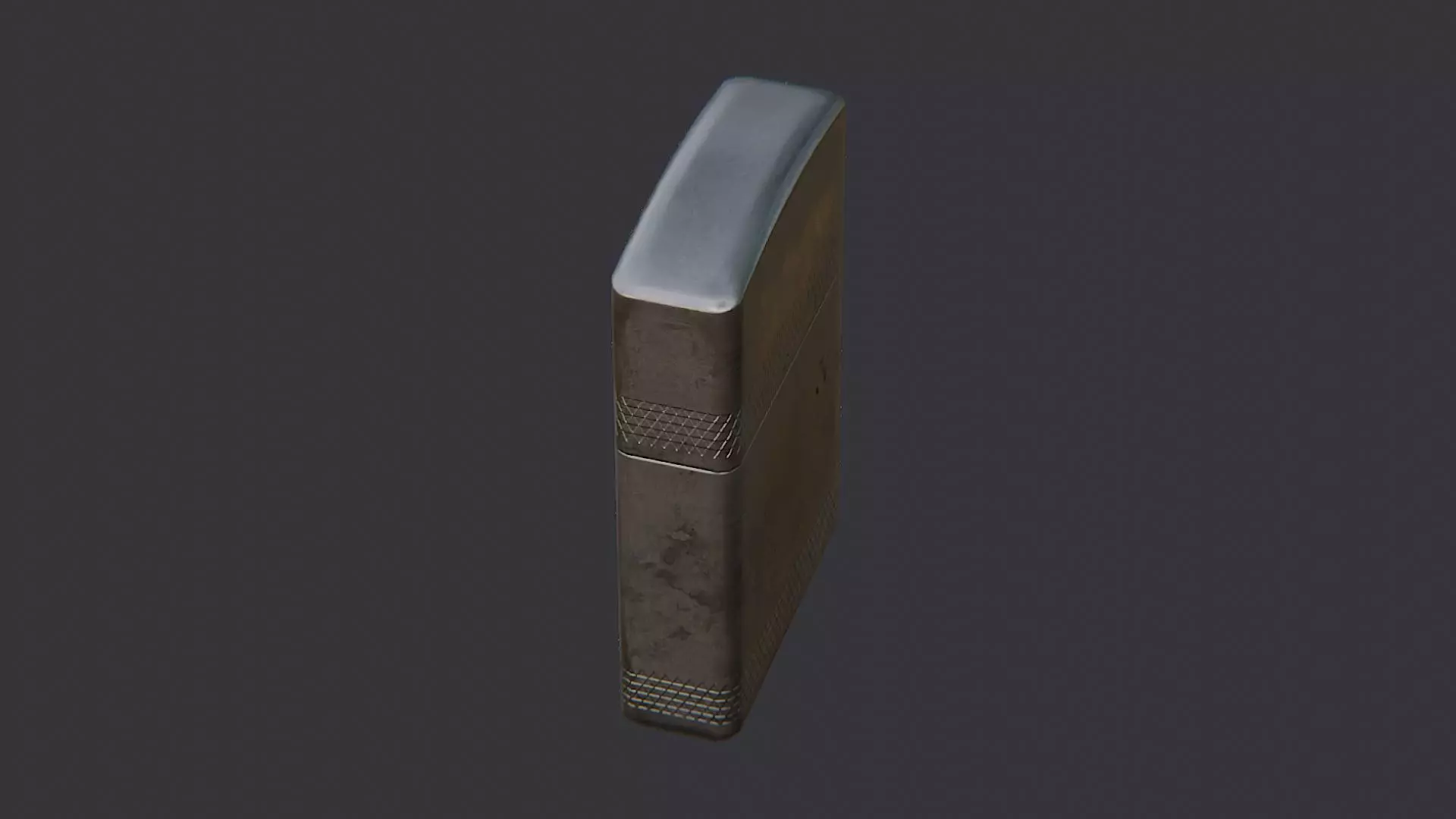 Weathered compact lighter with curved top Low-poly 3D model_3