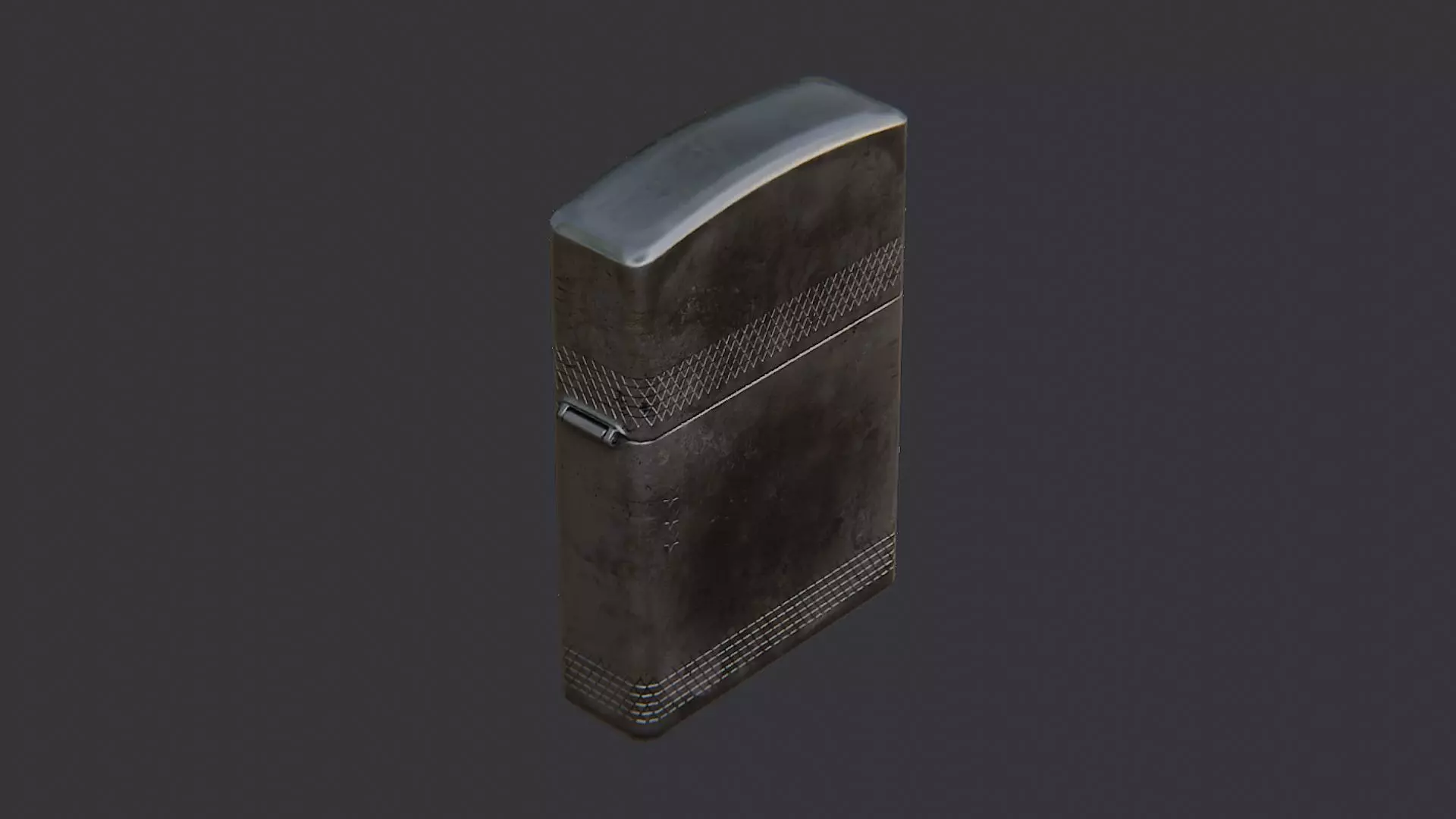 Weathered compact lighter with curved top Low-poly 3D model_0