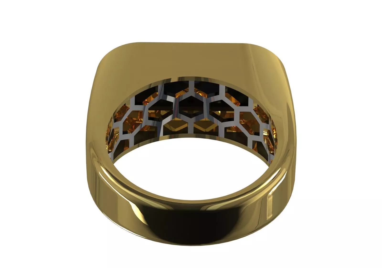 Rectangular Signet Ring with Black Enamel Stone mr0318 3D print model_11