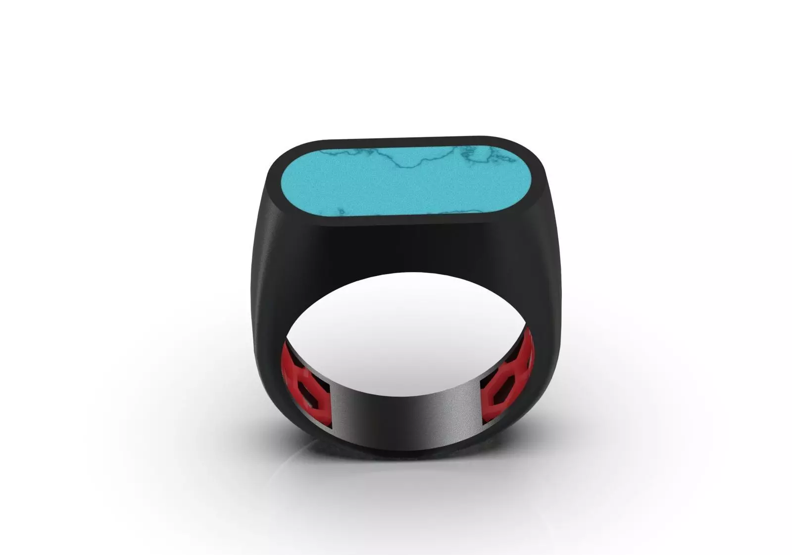 Rectangular Signet Ring with Black Enamel Stone mr0318 3D print model_16