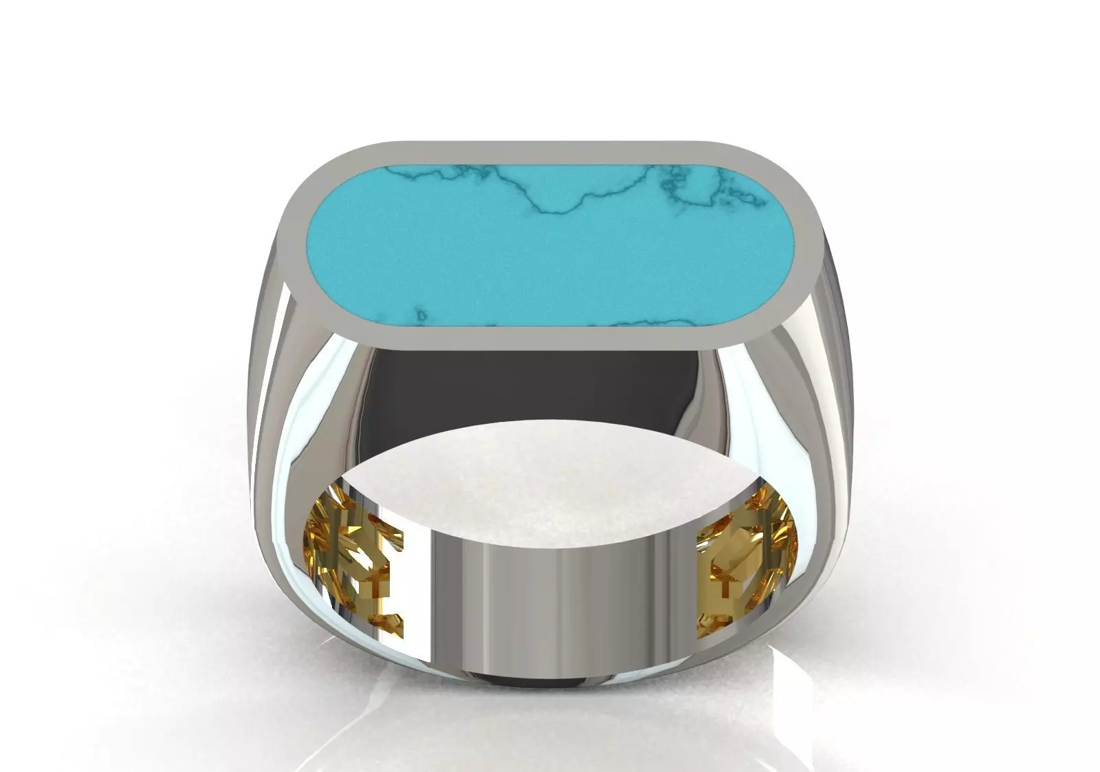 Rectangular Signet Ring with Black Enamel Stone mr0318 3D print model_13