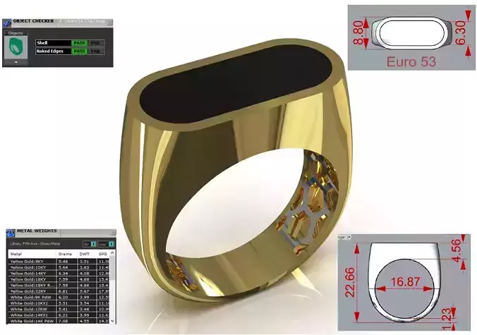 Rectangular Signet Ring with Black Enamel Stone mr0318