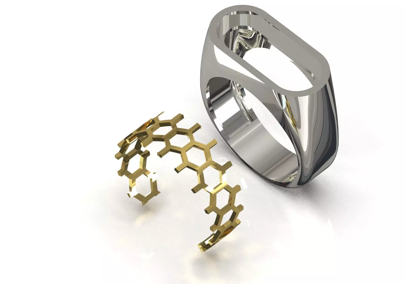 Rectangular Signet Ring with Black Enamel Stone mr0318 3D print model_14