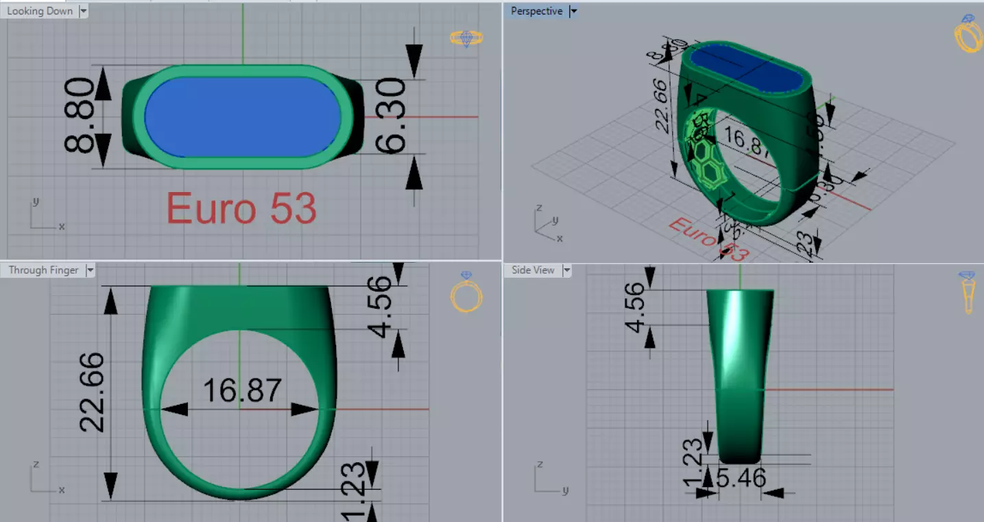 Rectangular Signet Ring with Black Enamel Stone mr0318 3D print model_8