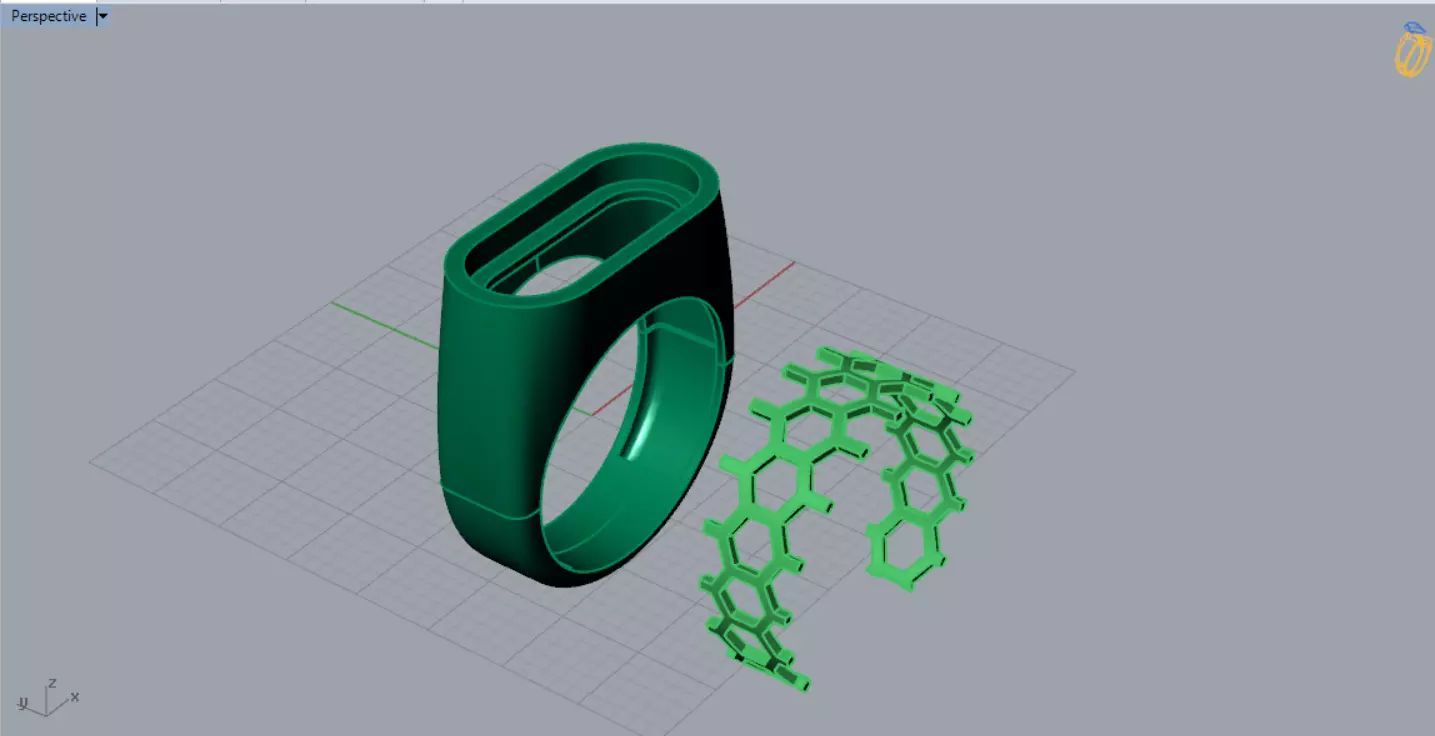 Rectangular Signet Ring with Black Enamel Stone mr0318 3D print model_6