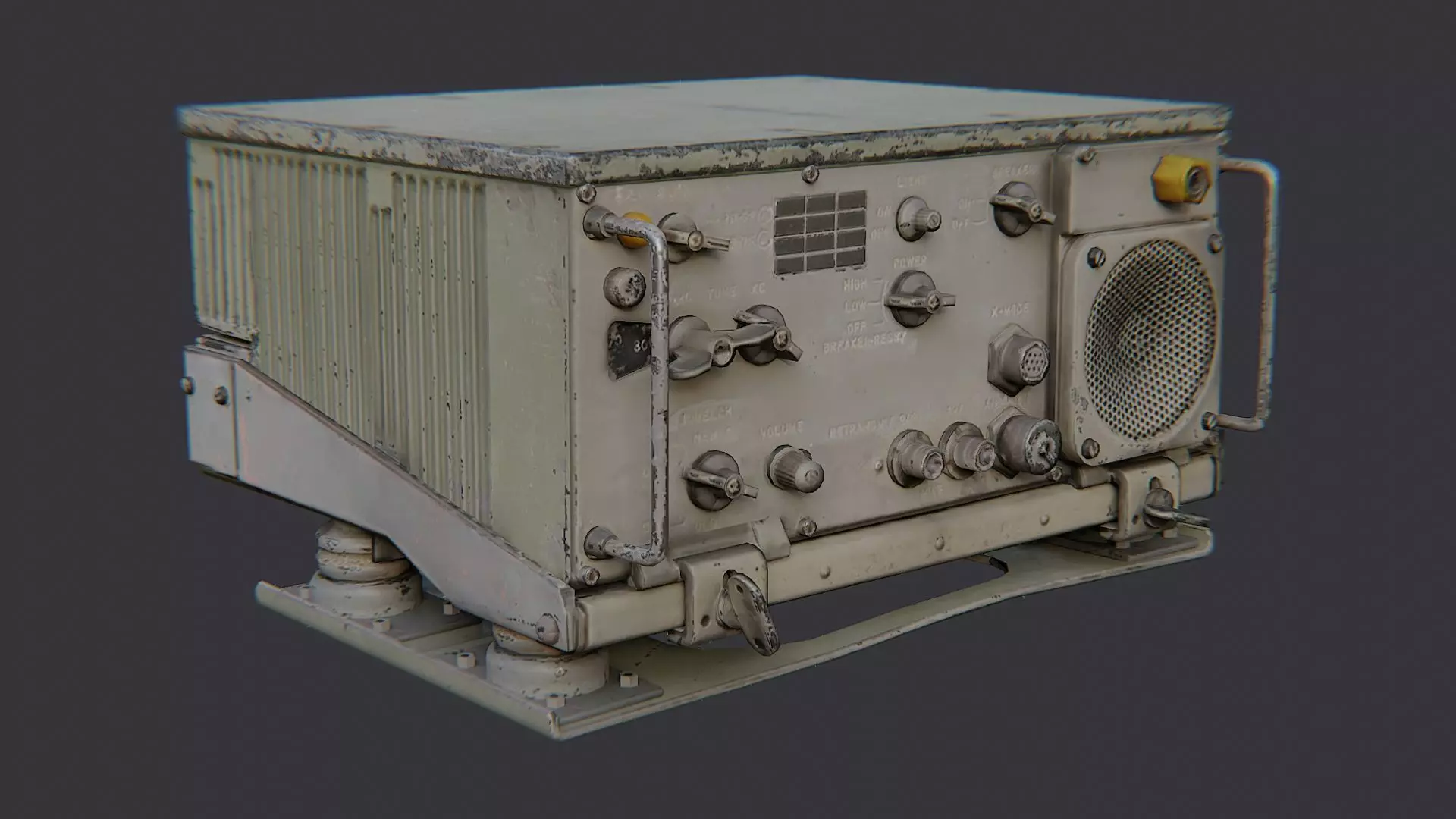 Vintage Military Radio Transceiver Low-poly 3D model_2