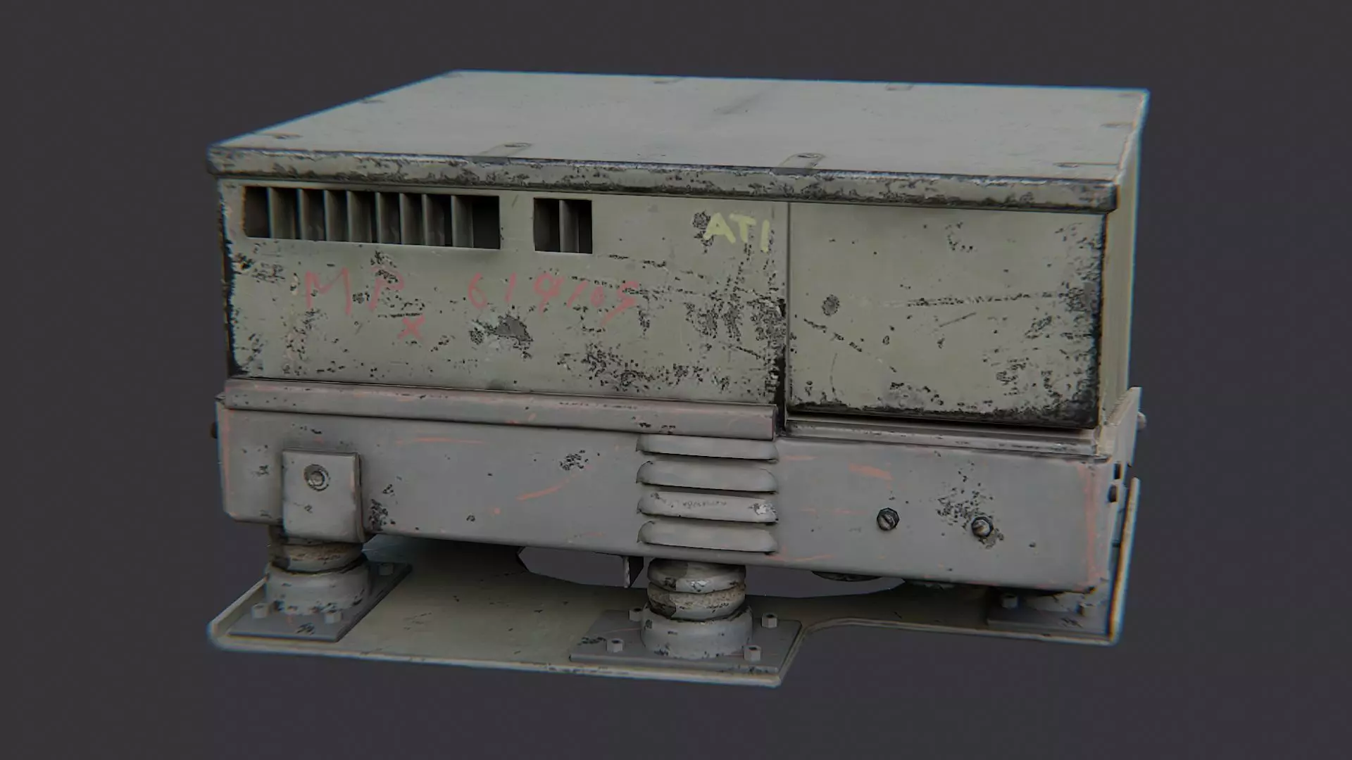 Vintage Military Radio Transceiver Low-poly 3D model_1