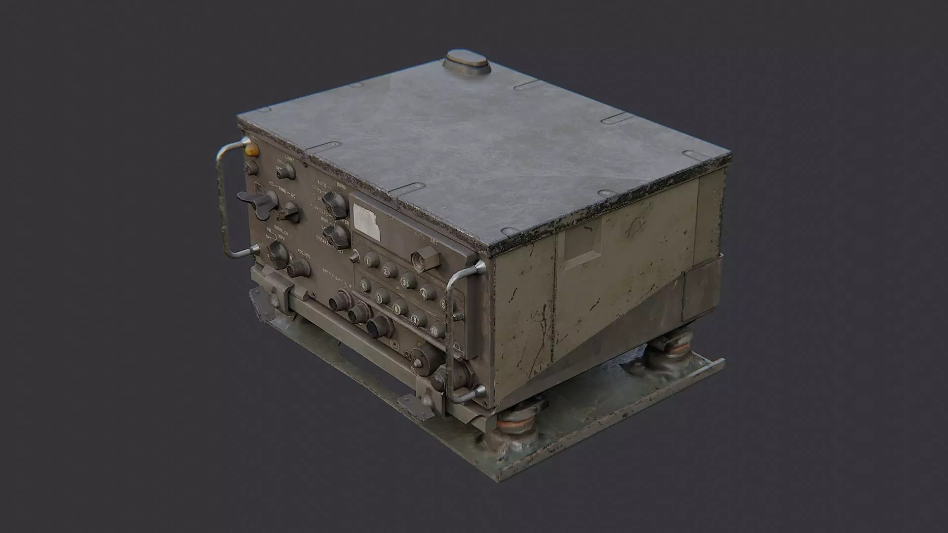 Vintage Military Radio Transceiver Low-poly 3D model_3