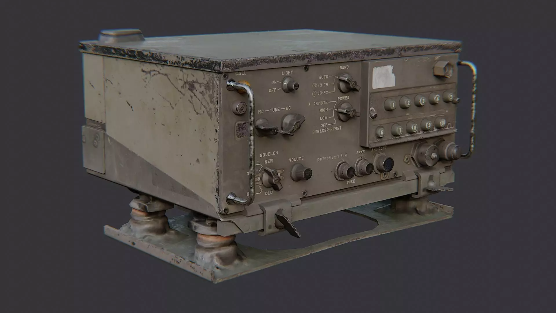 Vintage Military Radio Transceiver Low-poly 3D model_2