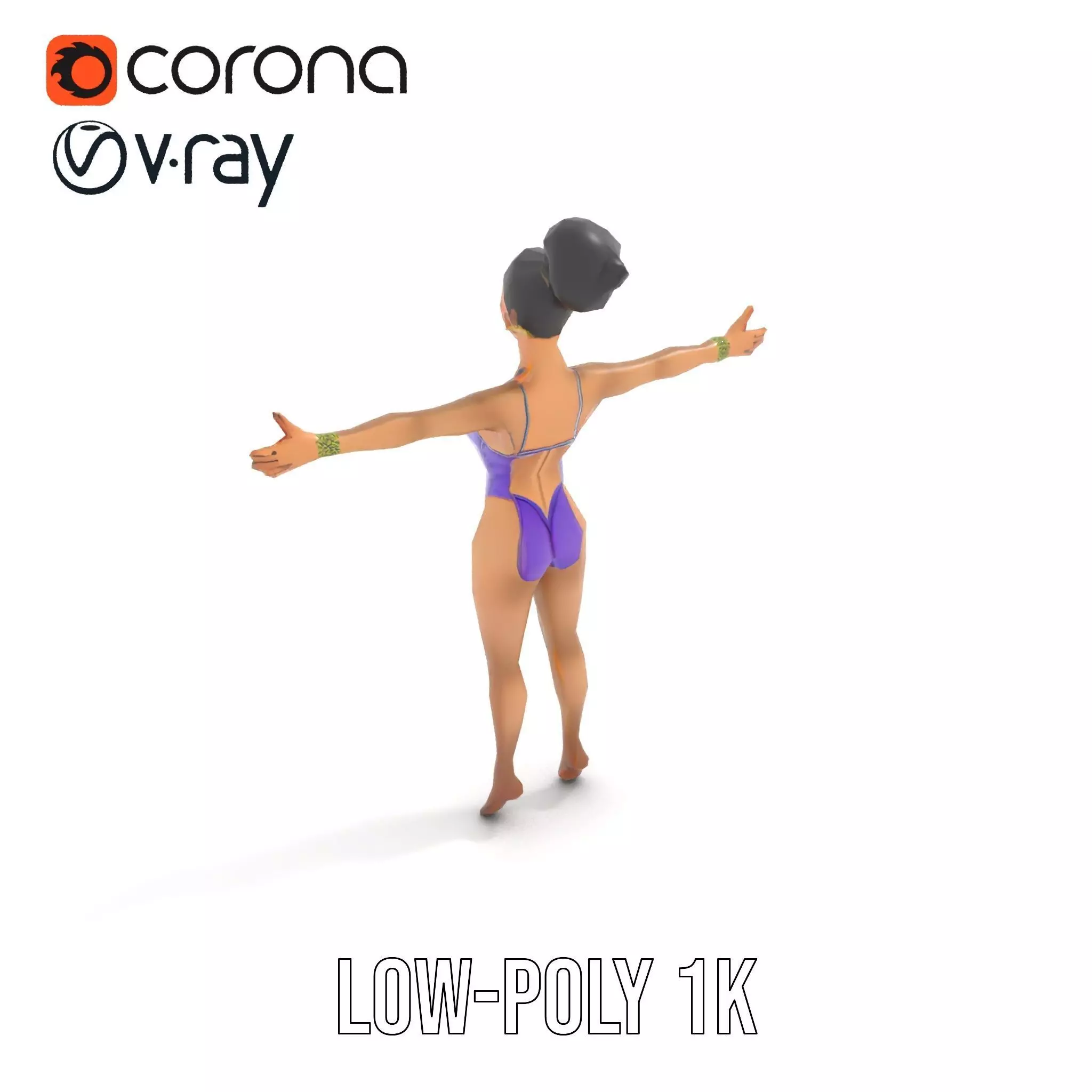 Elegant Purple Character model pack Low-poly 3D model_11