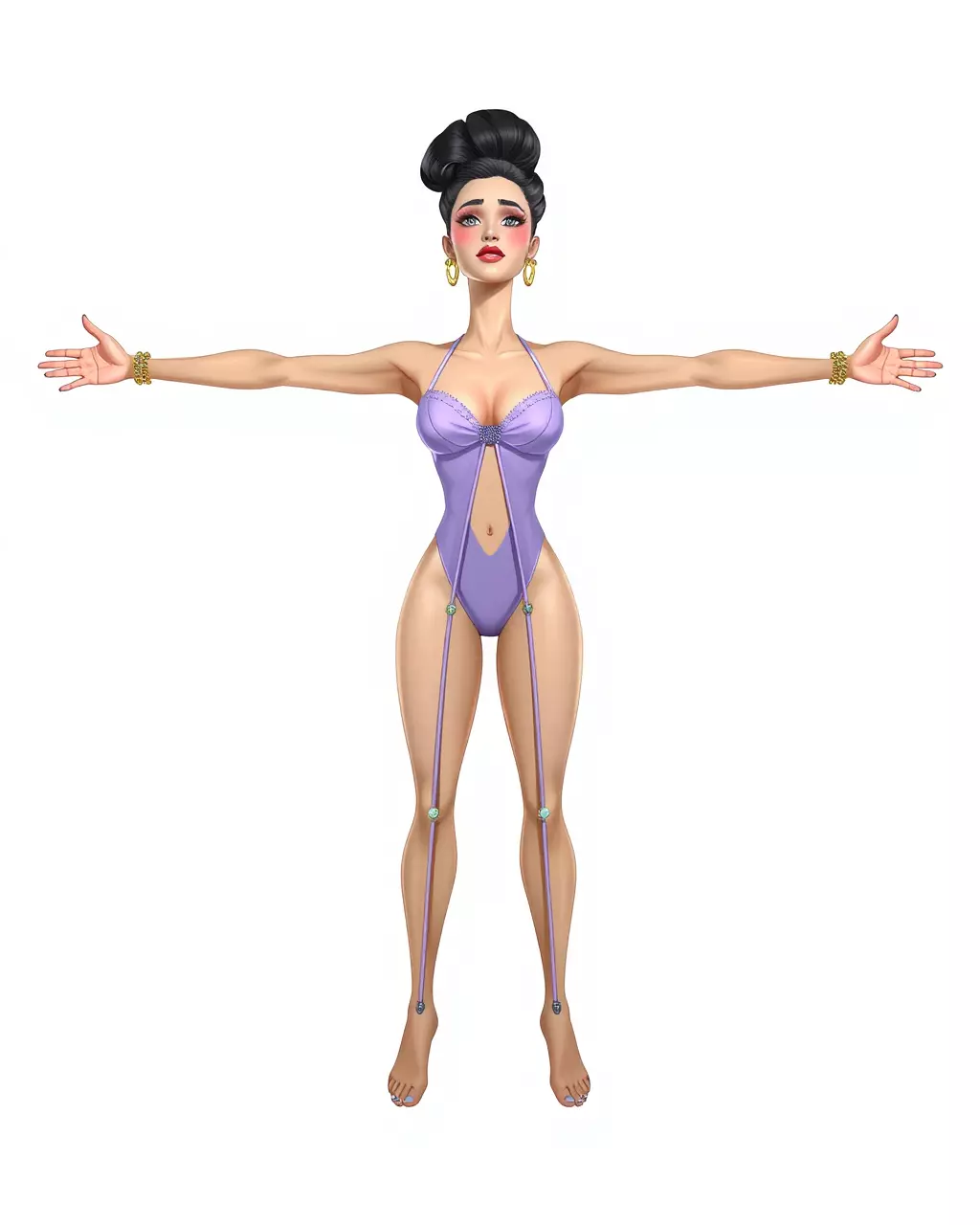 Elegant Purple Character model pack Low-poly 3D model_2