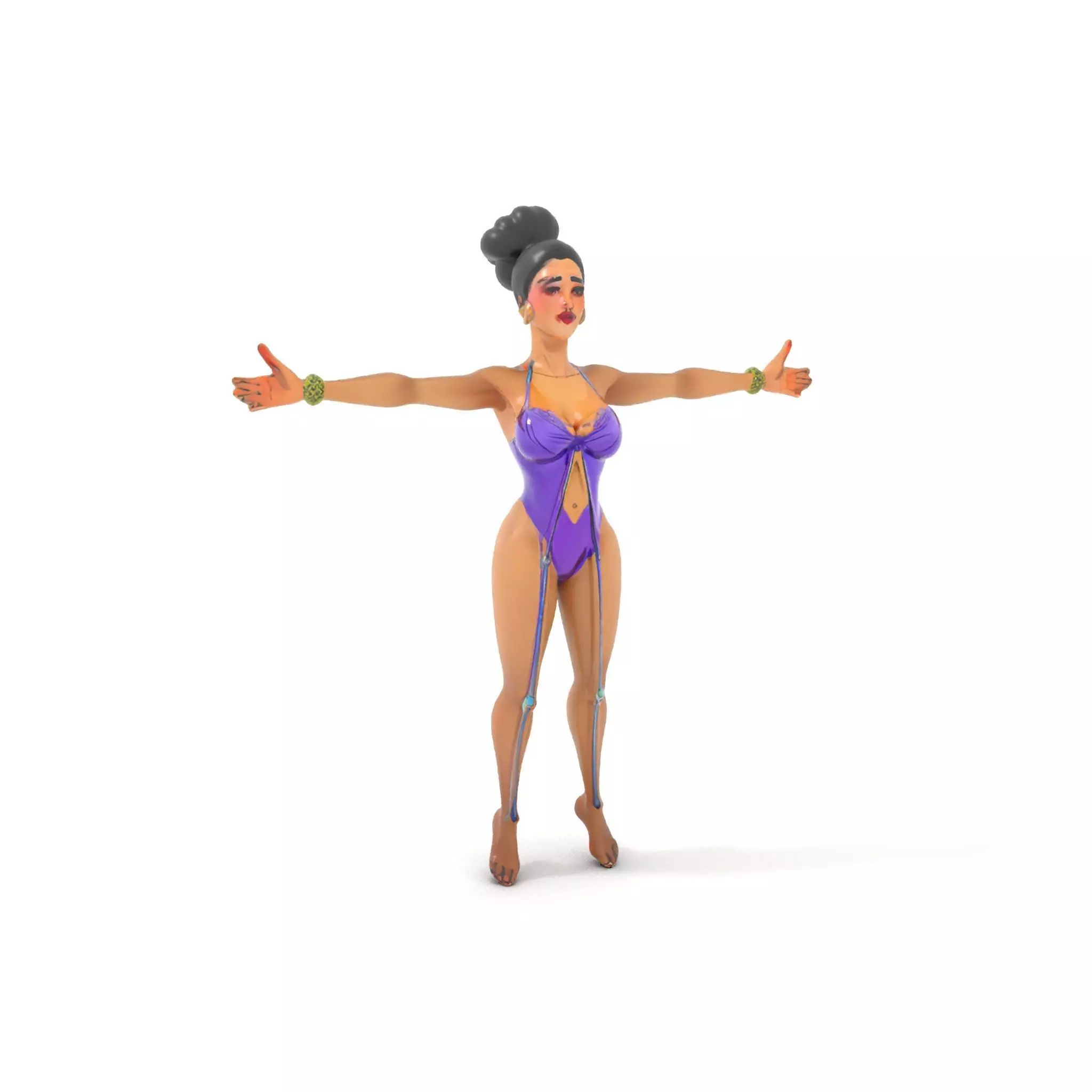 Elegant Purple Character model pack Low-poly 3D model_0