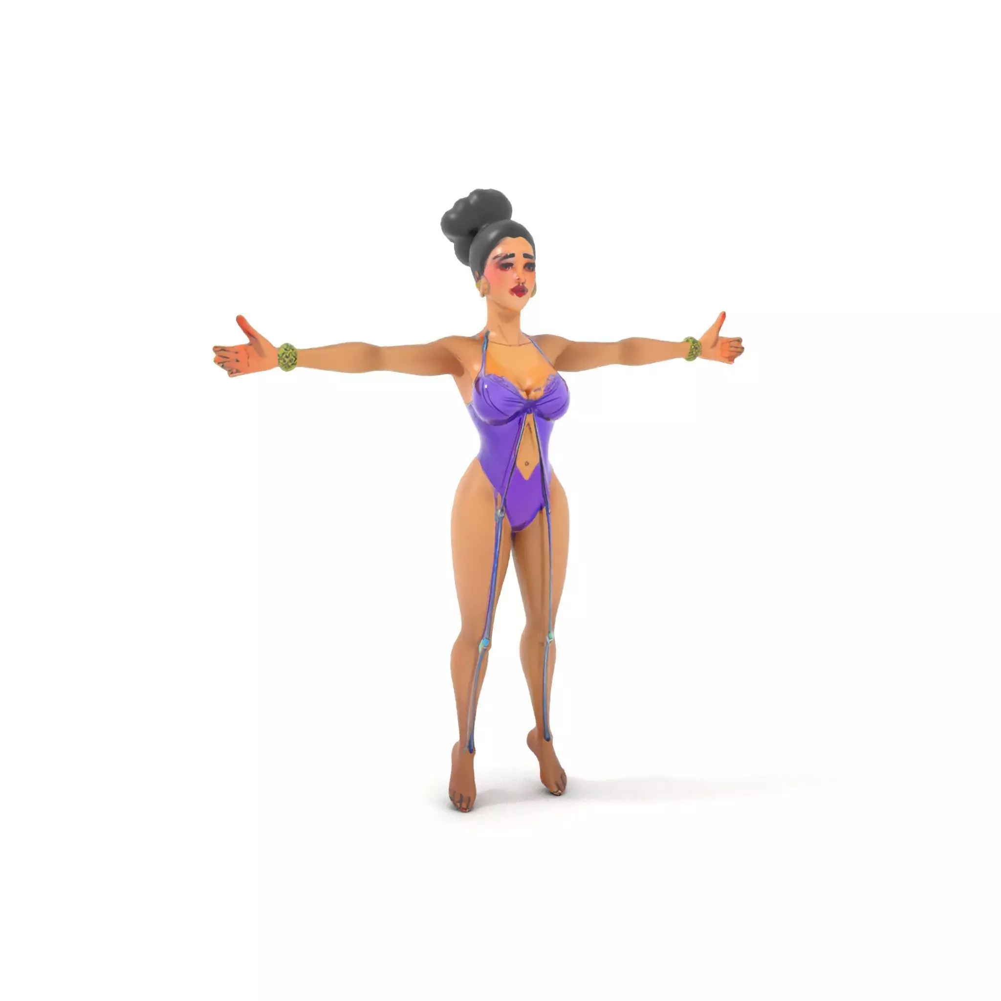 Elegant Purple Character model pack Low-poly 3D model_26