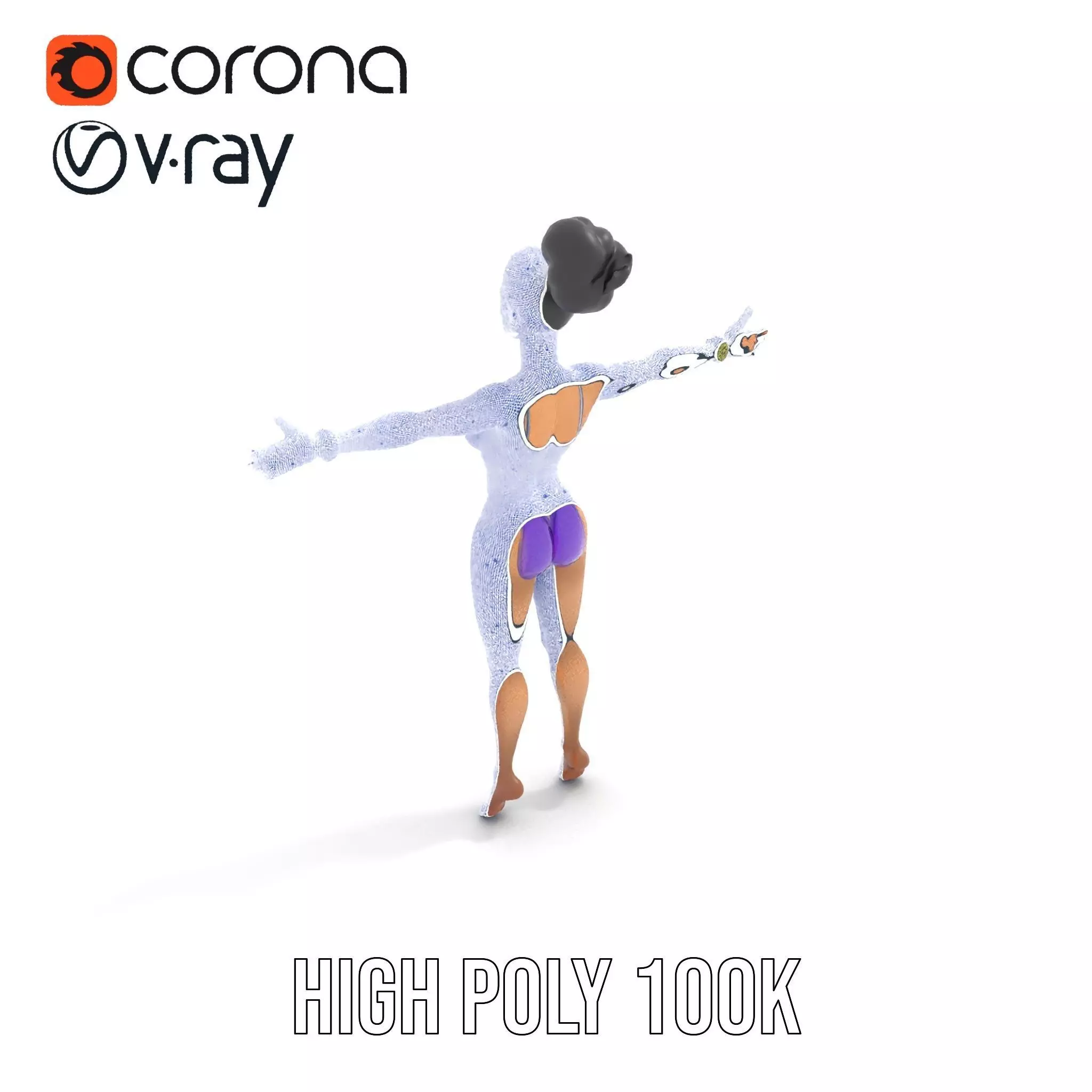 Elegant Purple Character model pack Low-poly 3D model_32