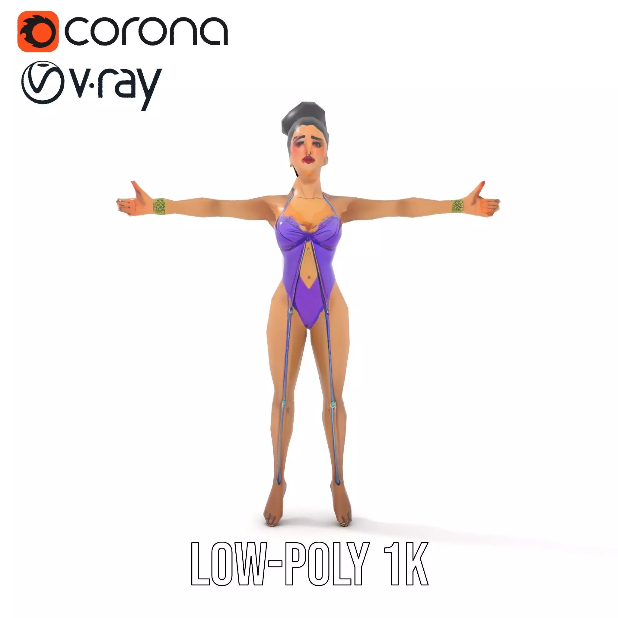 Elegant Purple Character model pack Low-poly 3D model_16