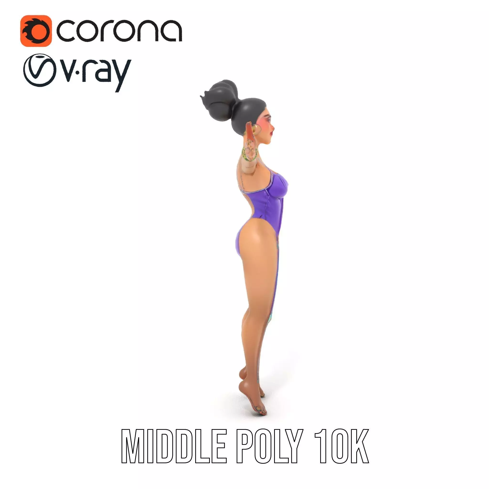 Elegant Purple Character model pack Low-poly 3D model_10