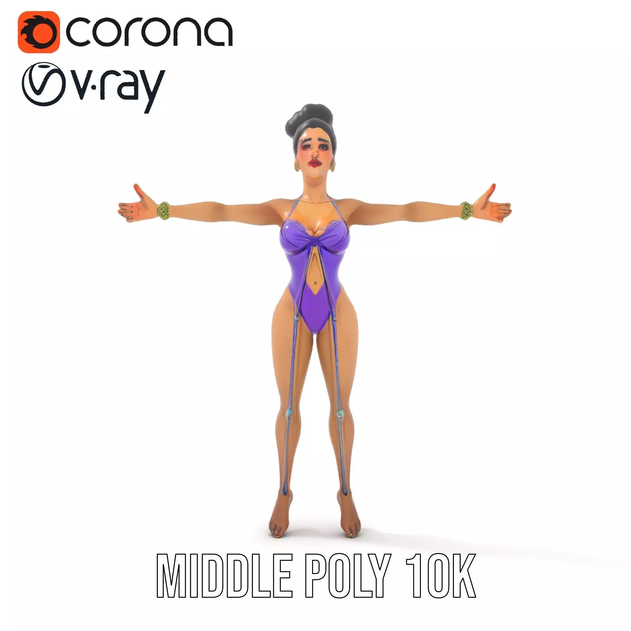 Elegant Purple Character model pack Low-poly 3D model_29