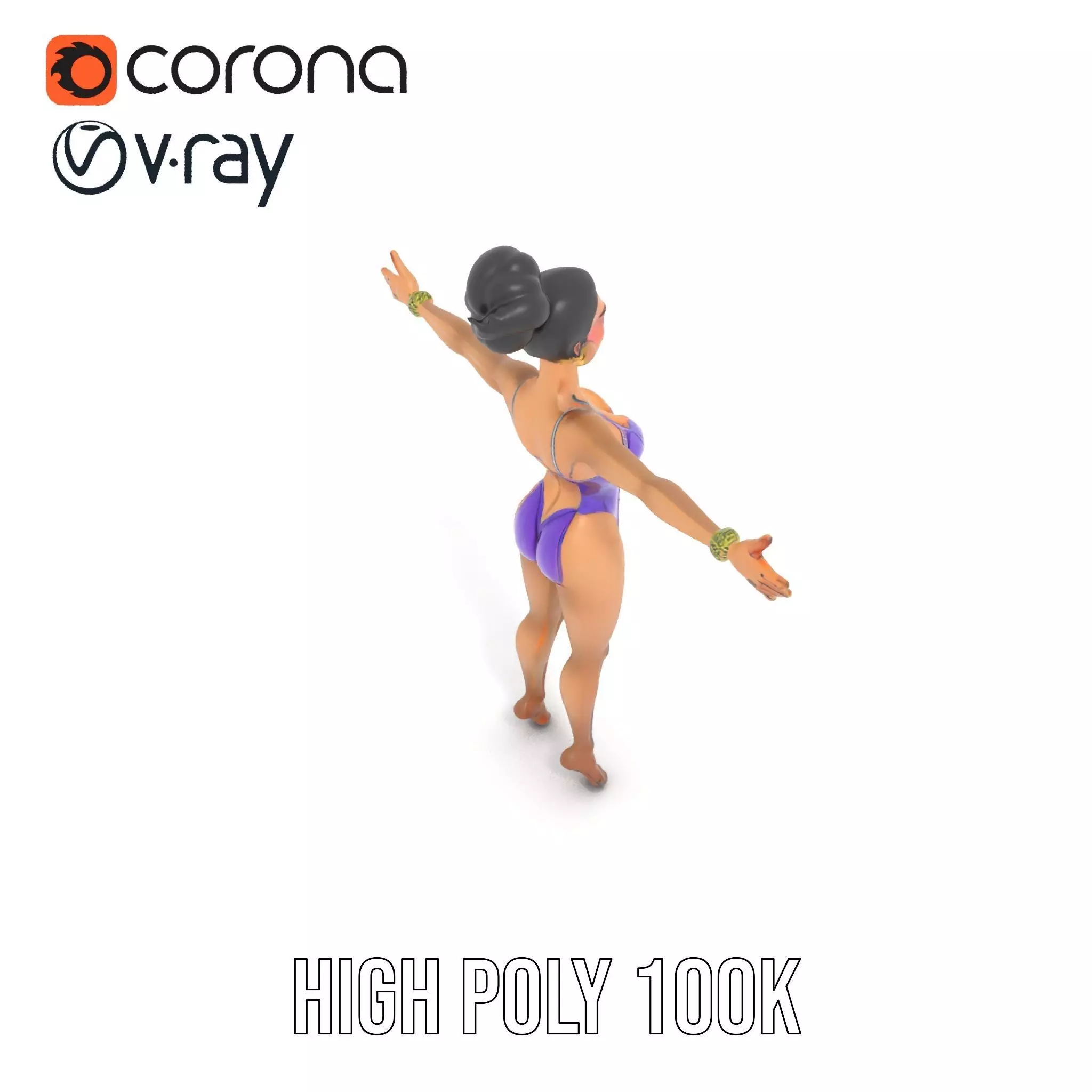 Elegant Purple Character model pack Low-poly 3D model_28