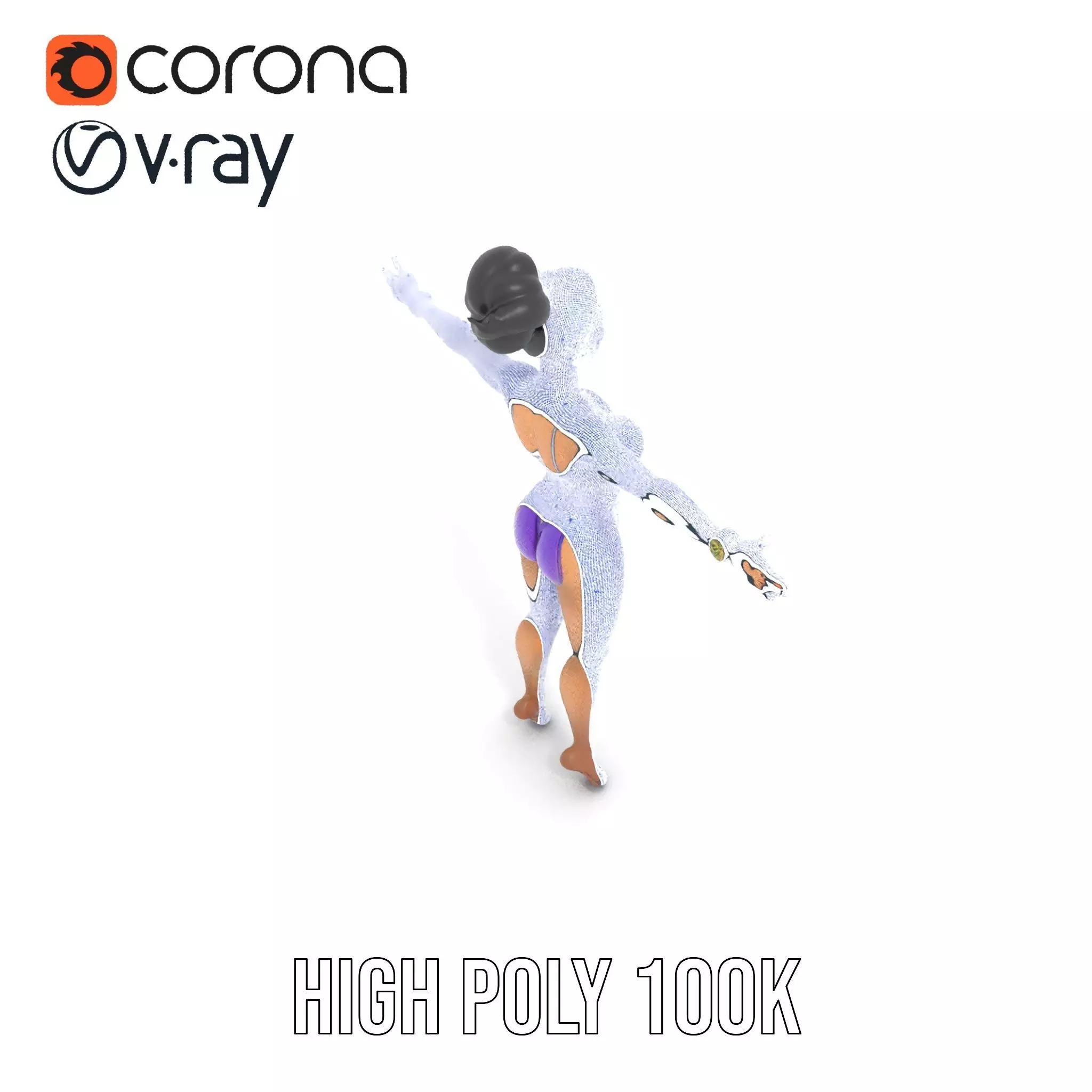 Elegant Purple Character model pack Low-poly 3D model_31