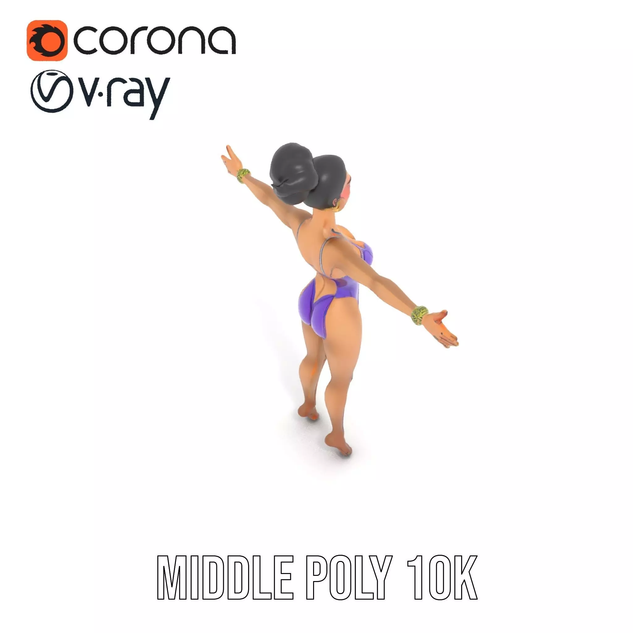 Elegant Purple Character model pack Low-poly 3D model_6