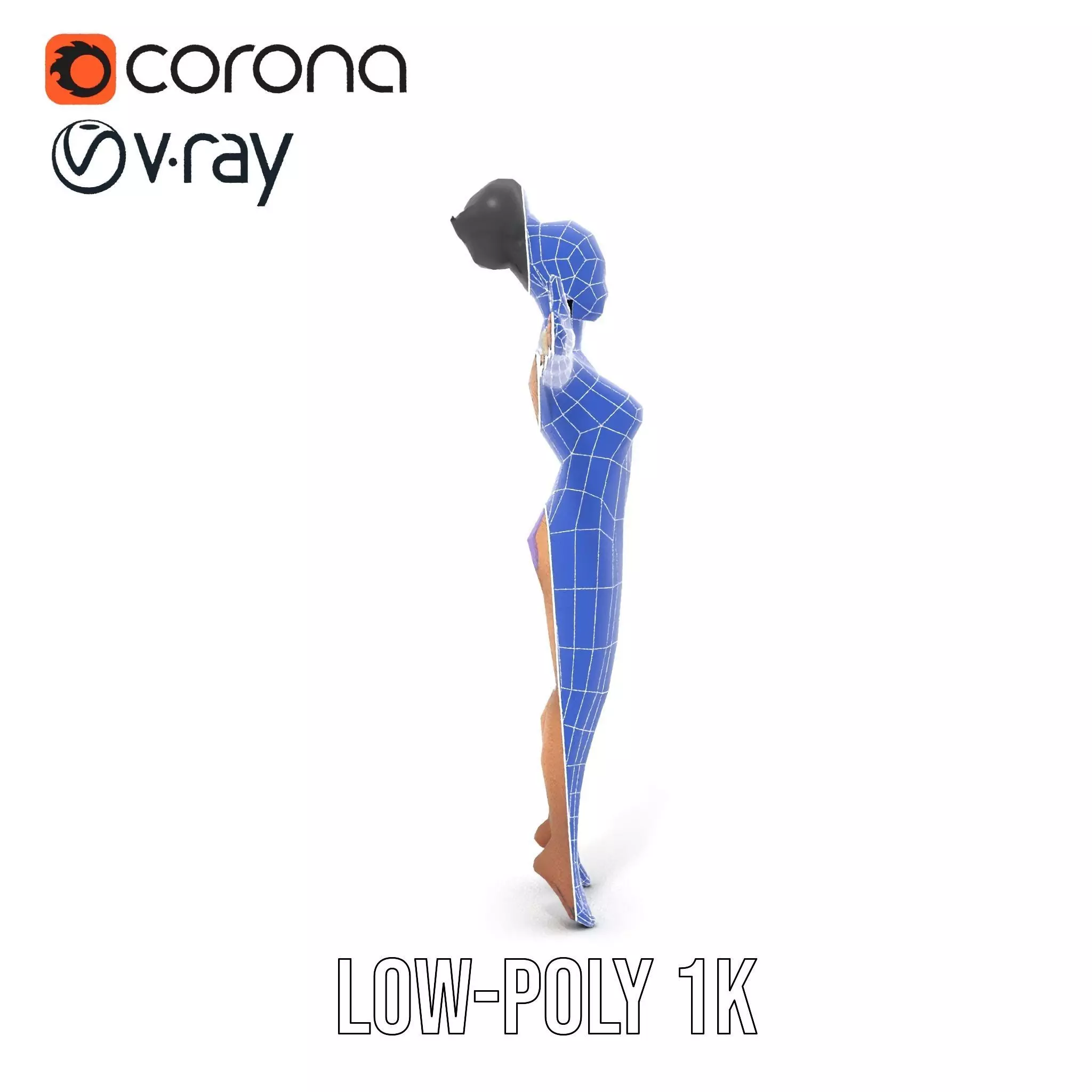 Elegant Purple Character model pack Low-poly 3D model_9