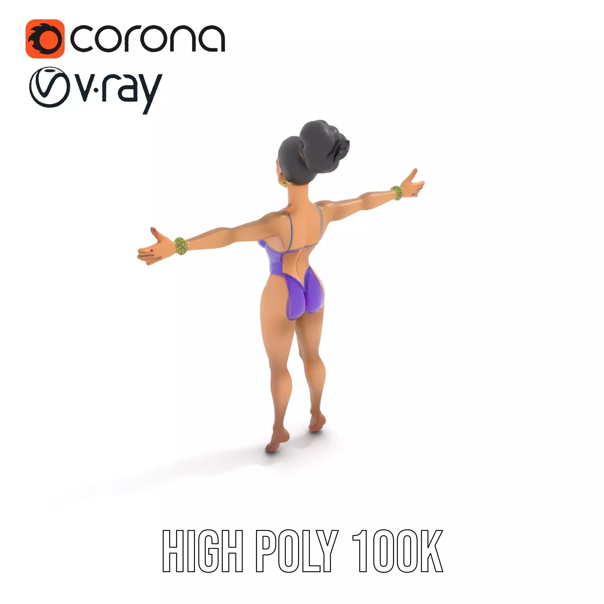 Elegant Purple Character model pack Low-poly 3D model_12