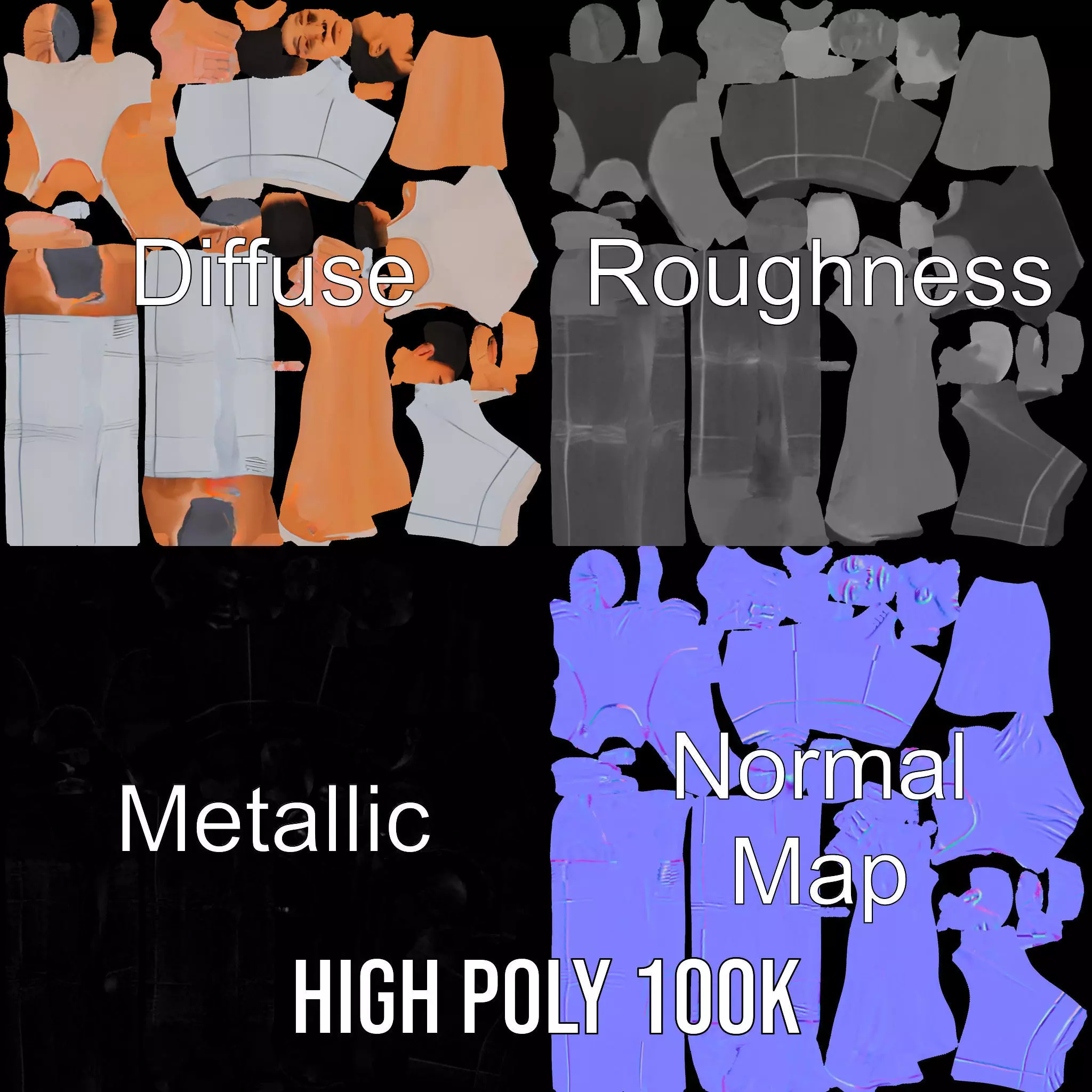 Silver Athletic Outfit model pack Low-poly 3D model_3