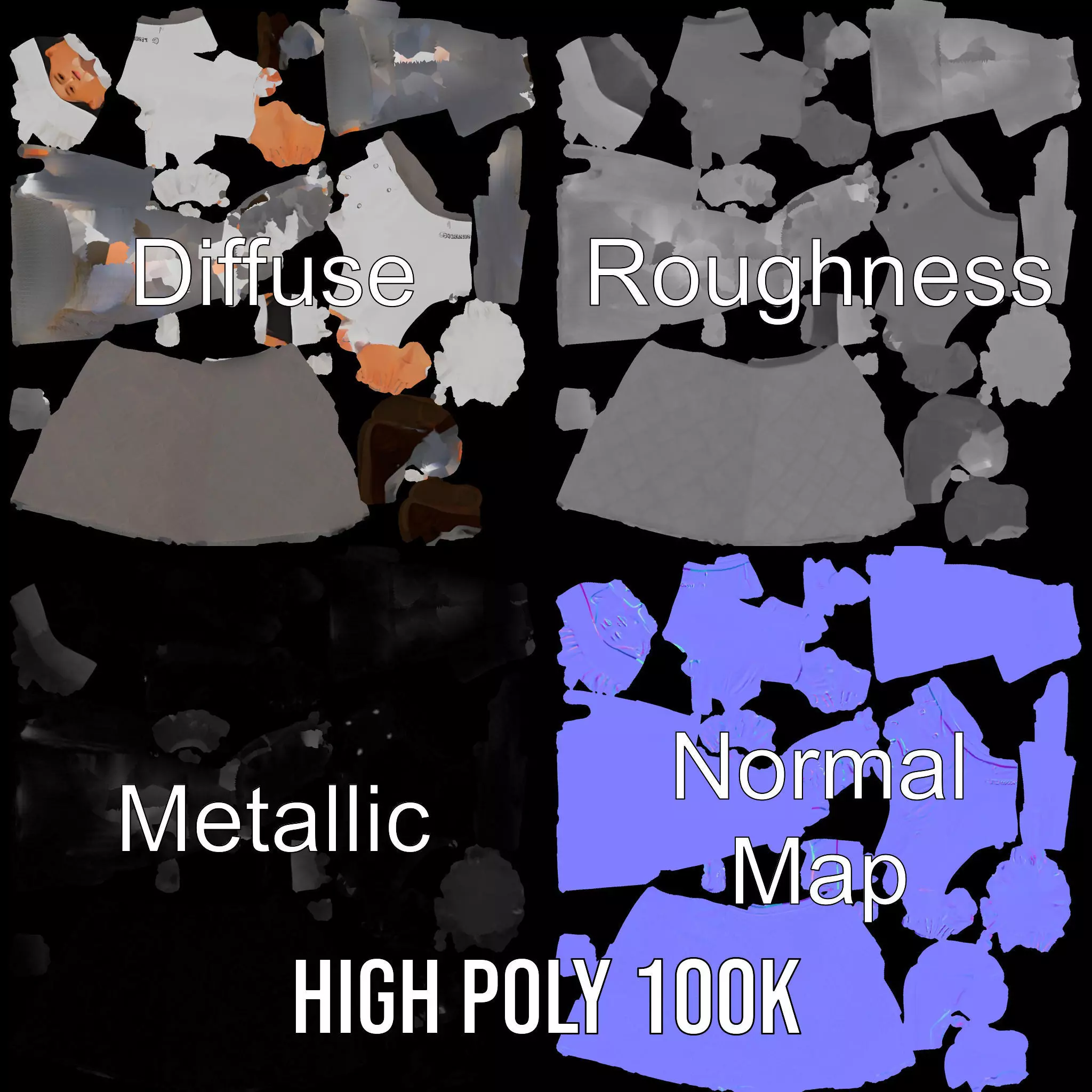 Young Chef Attire model pack Low-poly 3D model_3