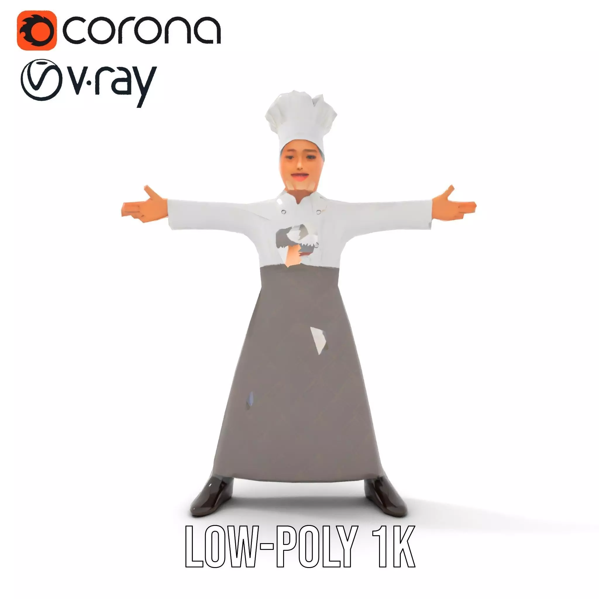 Young Chef Attire model pack Low-poly 3D model_7