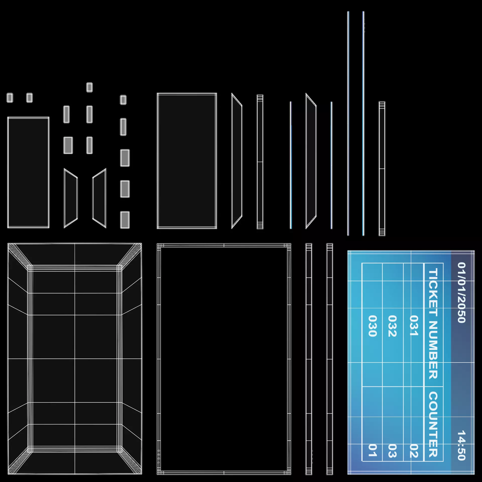 Queue Management System Low-poly 3D model_10