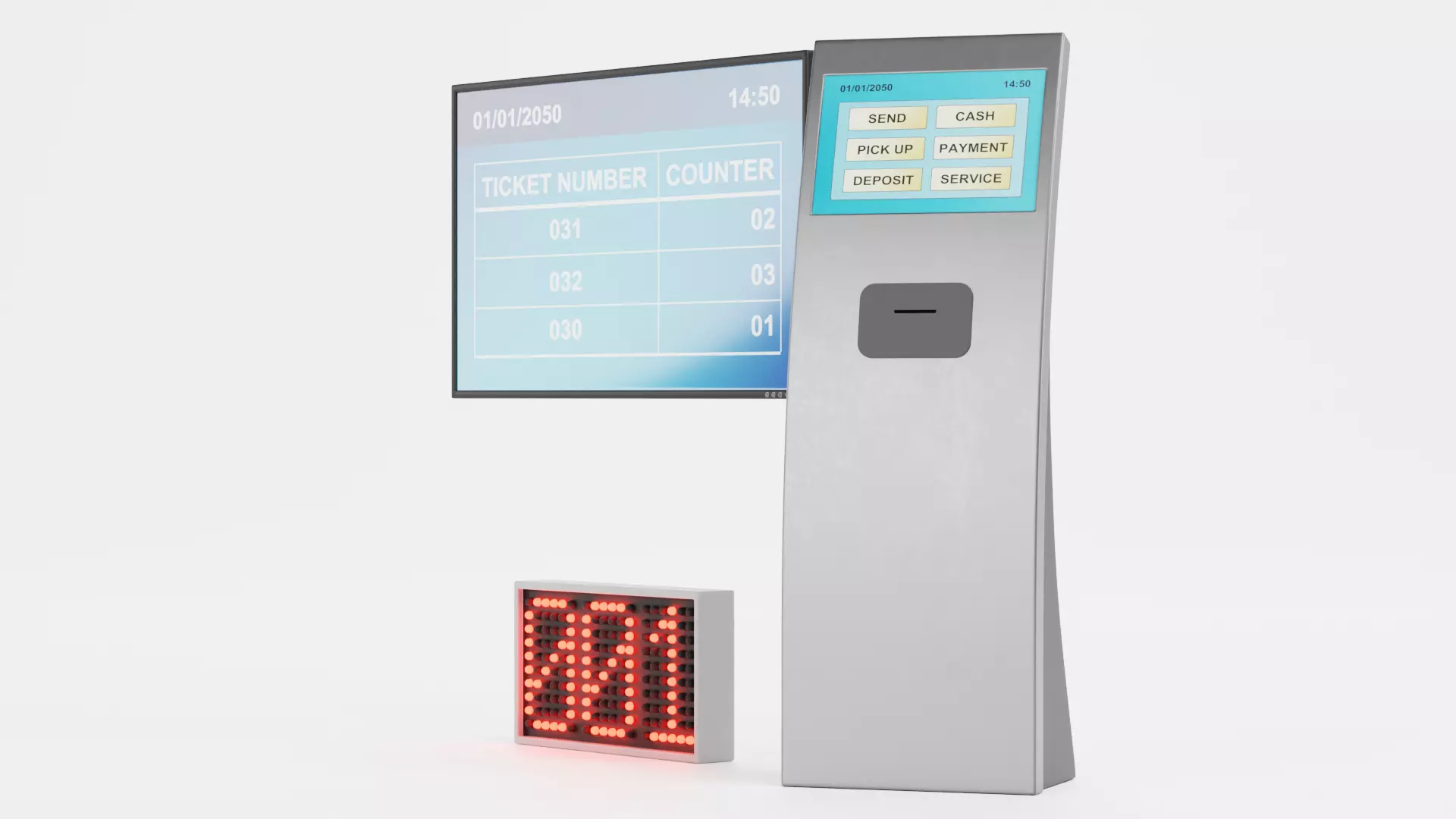 Queue Management System Low-poly 3D model_4